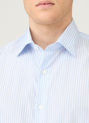 Men's Cutaway Collar Shirt in White/Light Blue