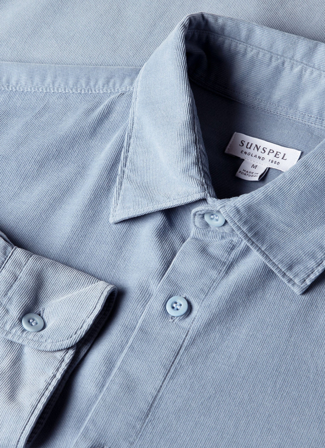 Men's Fine Cord Shirt in Powder Blue