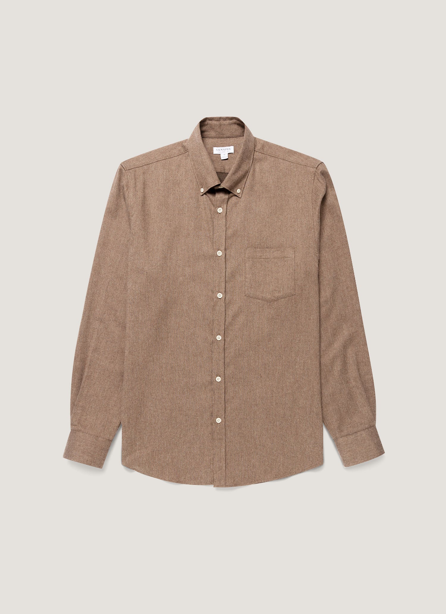 たんぽぽ　　プロファイルウレタンシングルブラウン ボタンダウン フランネルシャツ（Cedar）| Sunspel