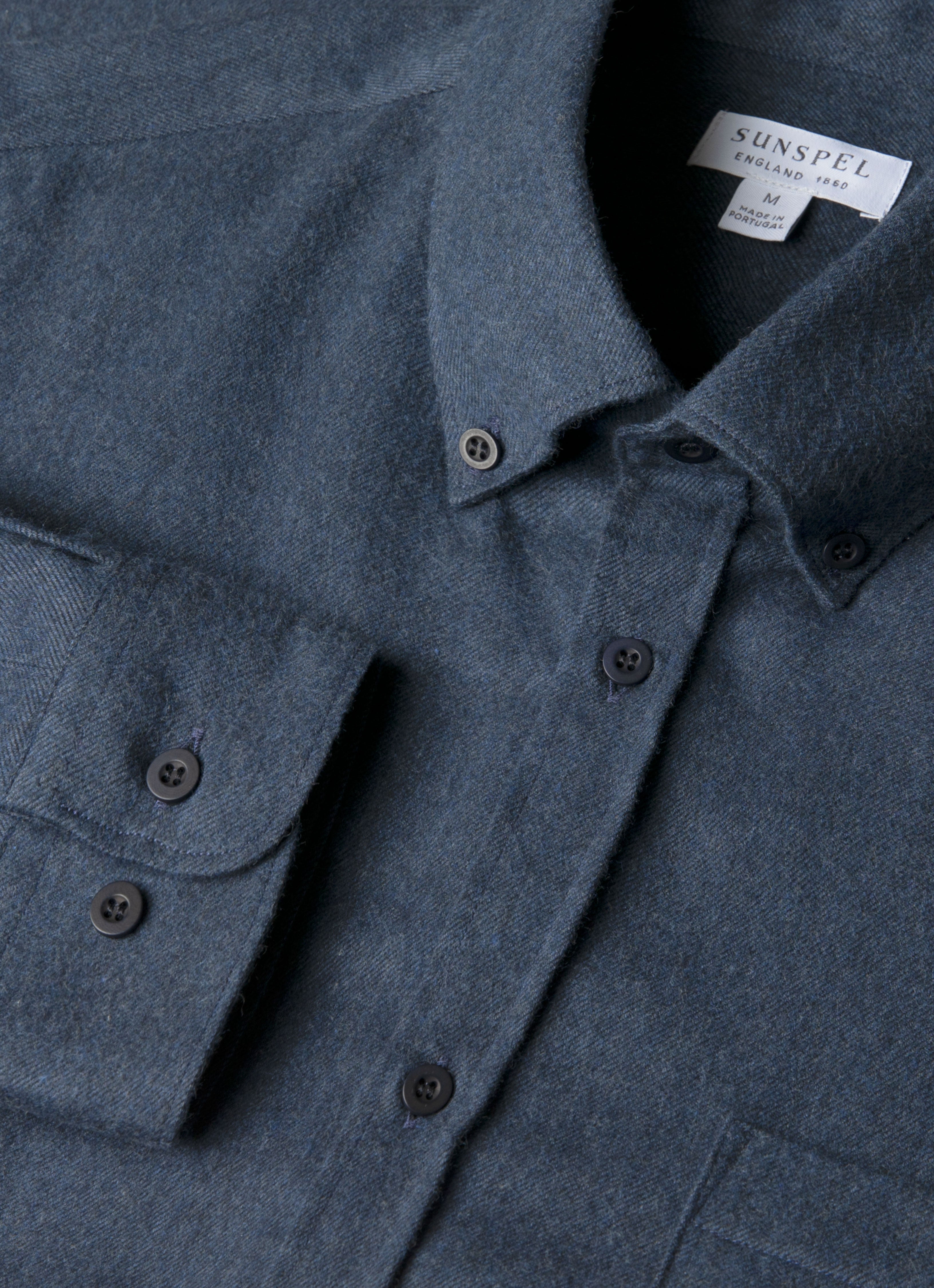 SUNSPEL パイル生地シャツ Lサイズ ウールツイル オーバーシャツ（Charcoal Melange）| Sunspel