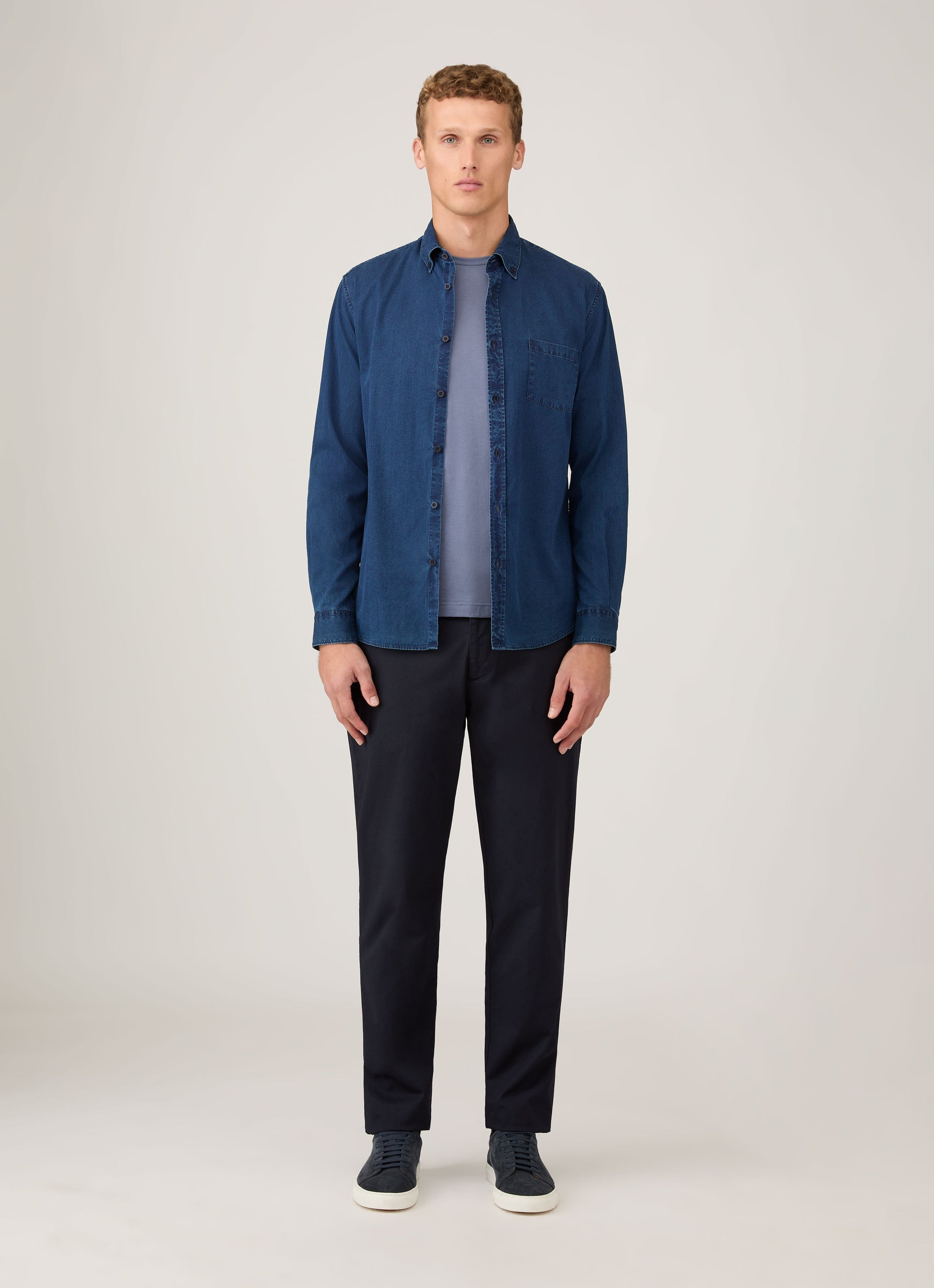Men's Button Down Twill Shirt in Indigo