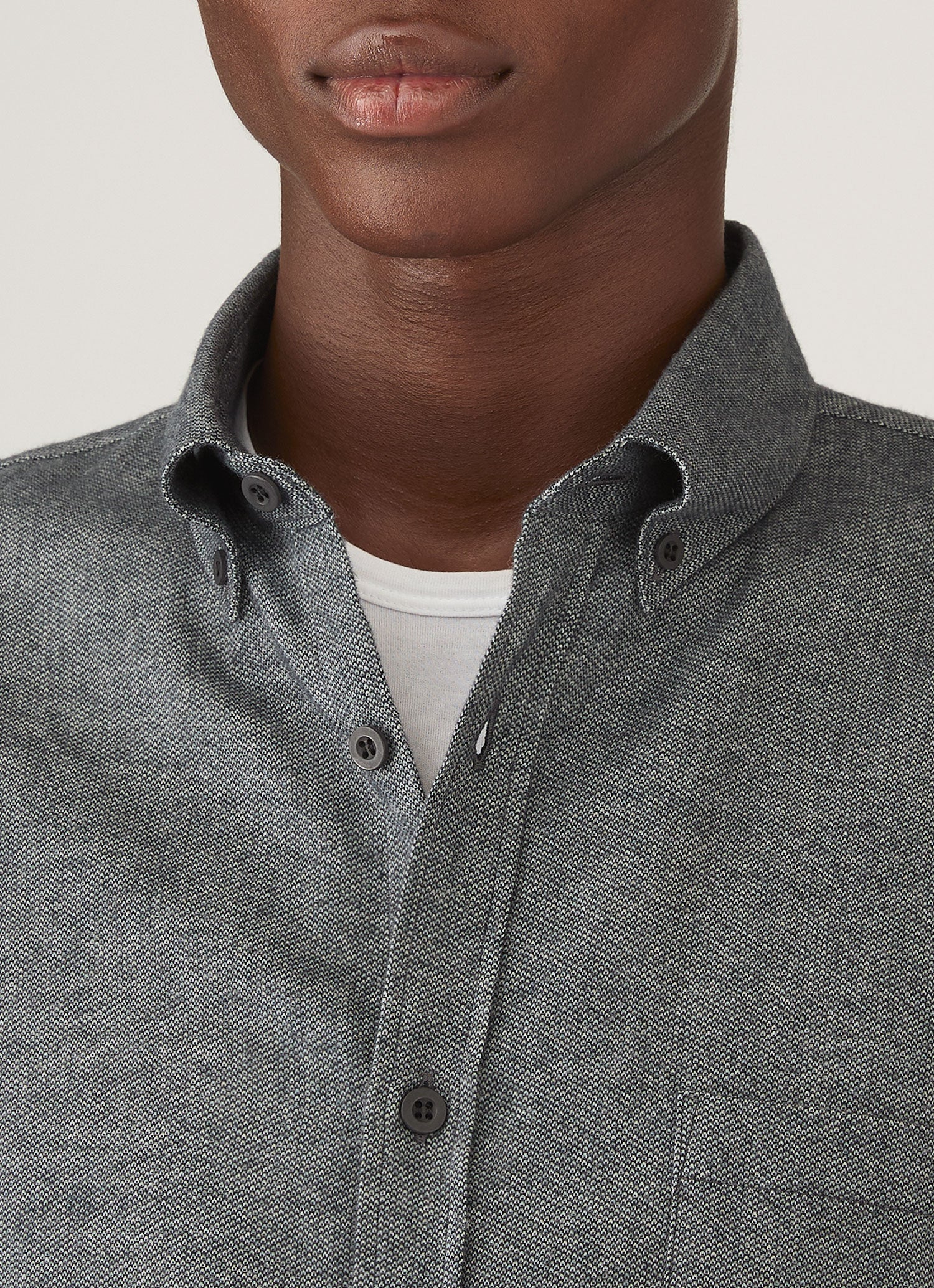 Men's Brushed Cotton Shirt in Charcoal Melange