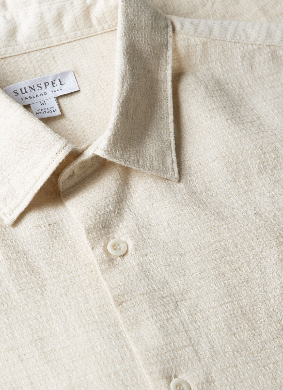 Men's Short Sleeve Cotton Linen Shirt in Ecru