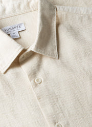 Men's Short Sleeve Cotton Linen Shirt in Ecru