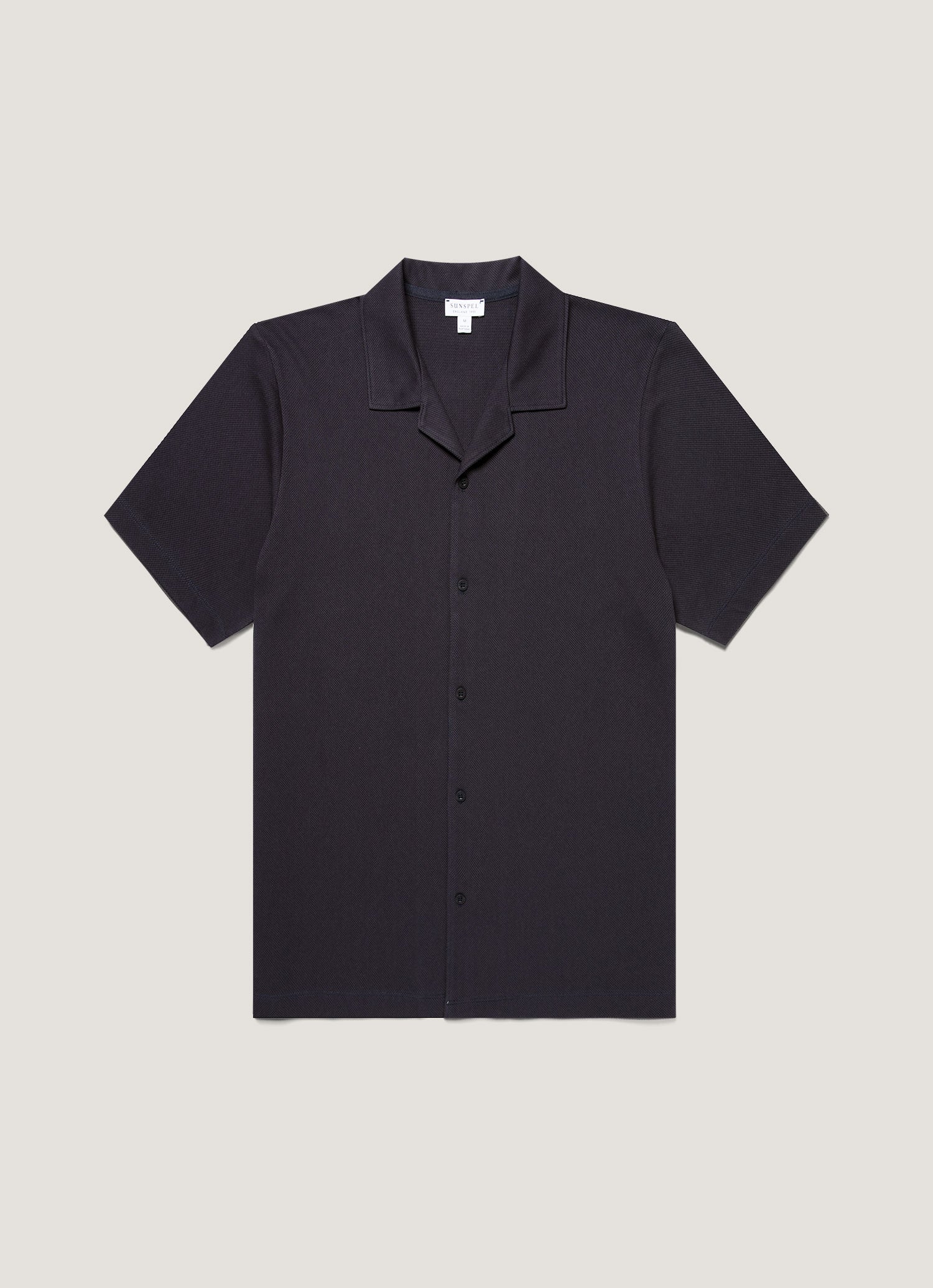 リヴィエラ キャンプカラー シャツ（Navy）| Sunspel