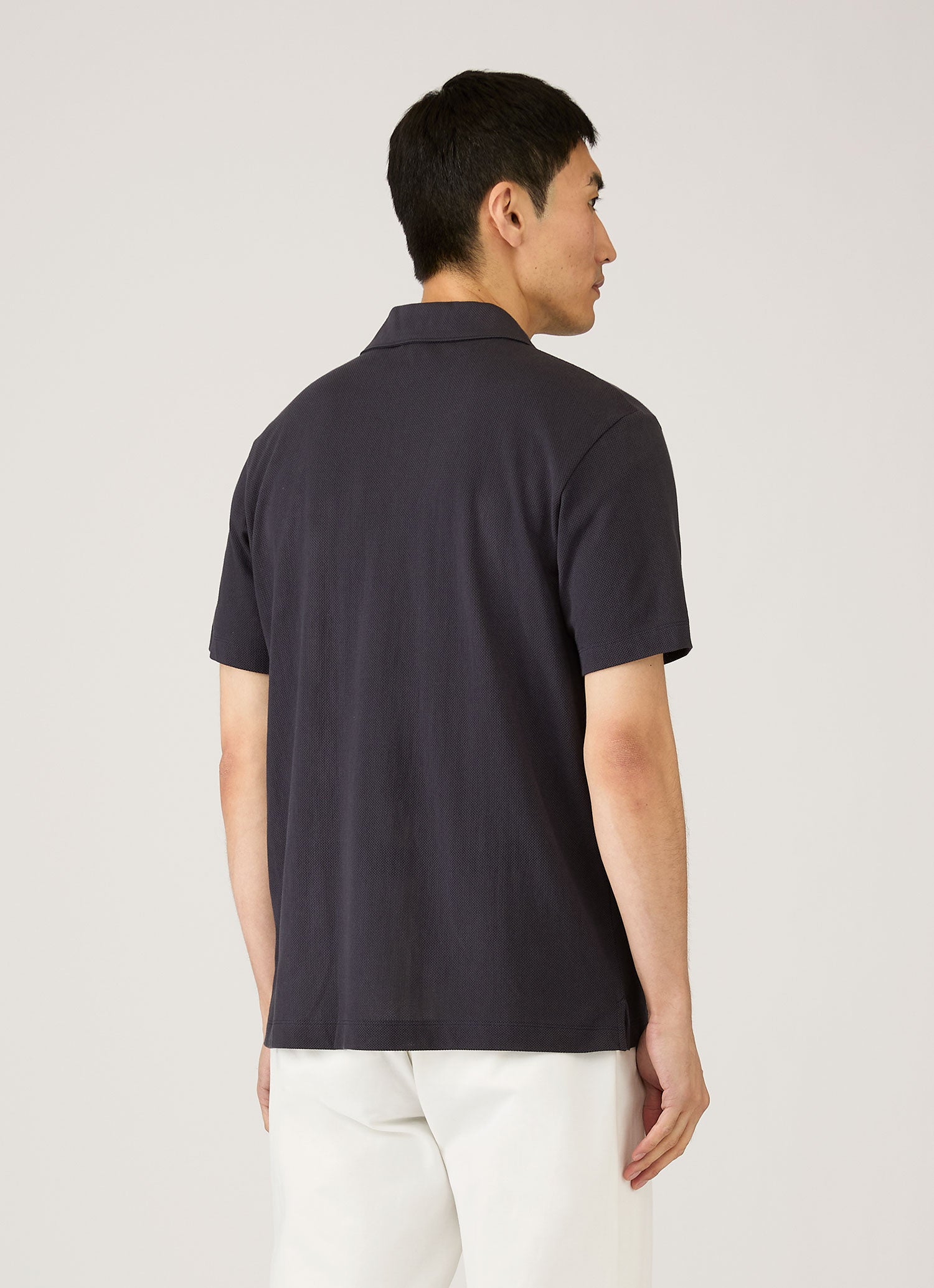 リヴィエラ キャンプカラー シャツ（Navy）| Sunspel