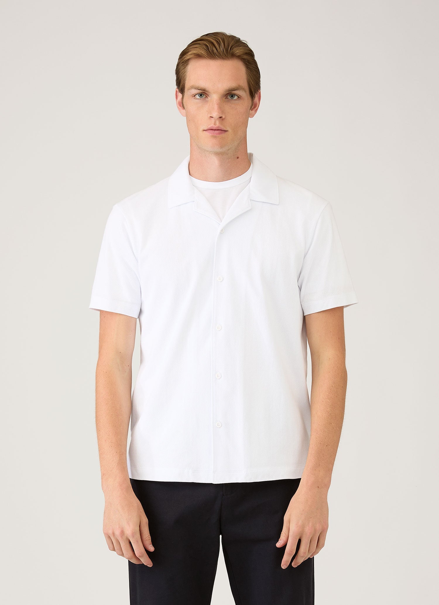 【美品】SUNSPEL ポロシャツ 白　リヴィエラ リヴィエラ キャンプカラー シャツ（White）| Sunspel