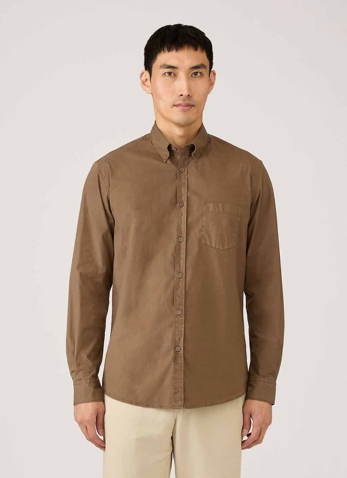 Men's Button Down Poplin Shirt in Dark Cedar
