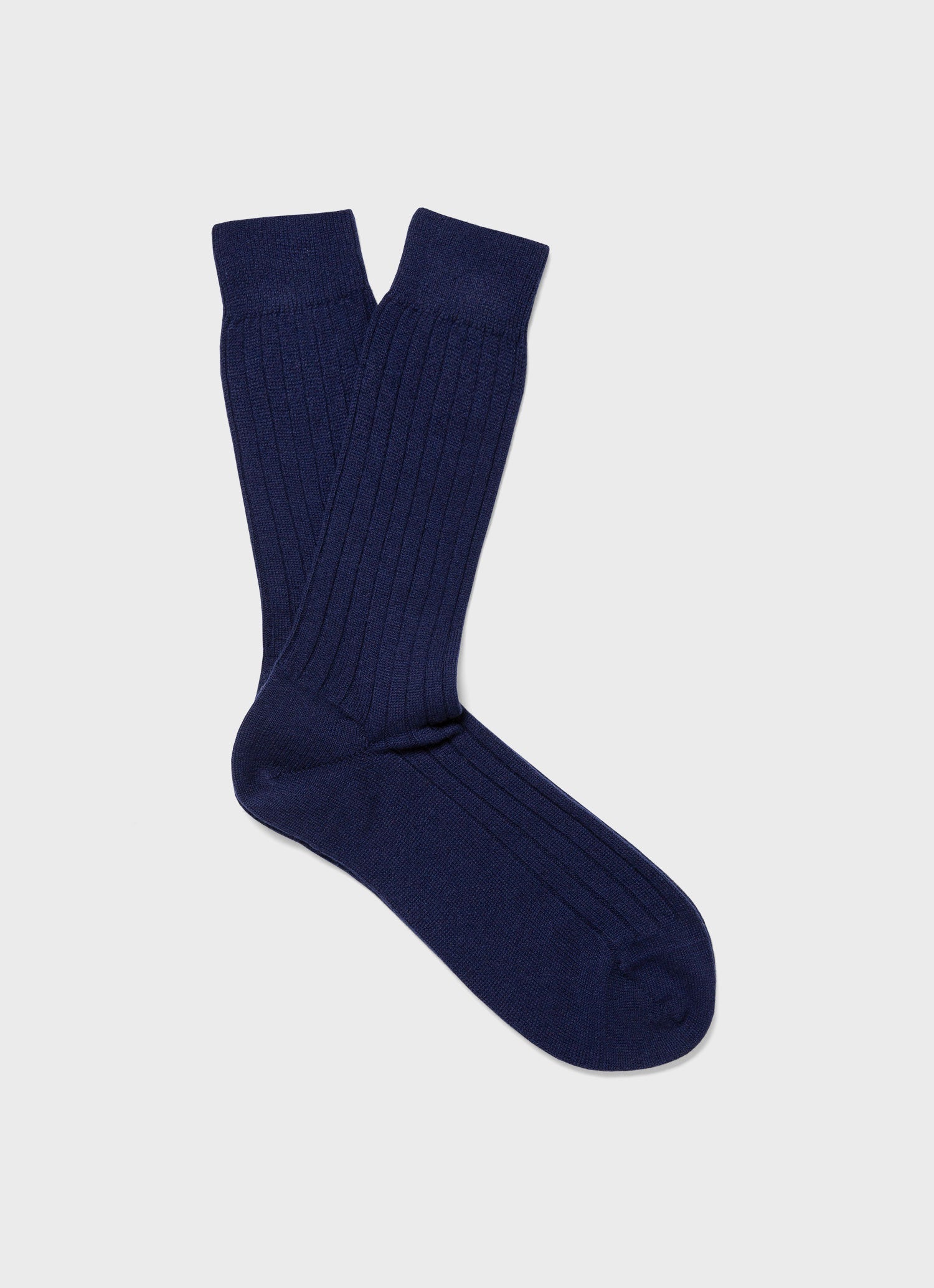 Men's Cashmere Ribbed Socks in Navy