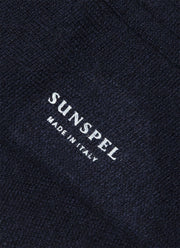 Men's Cashmere Ribbed Socks in Navy