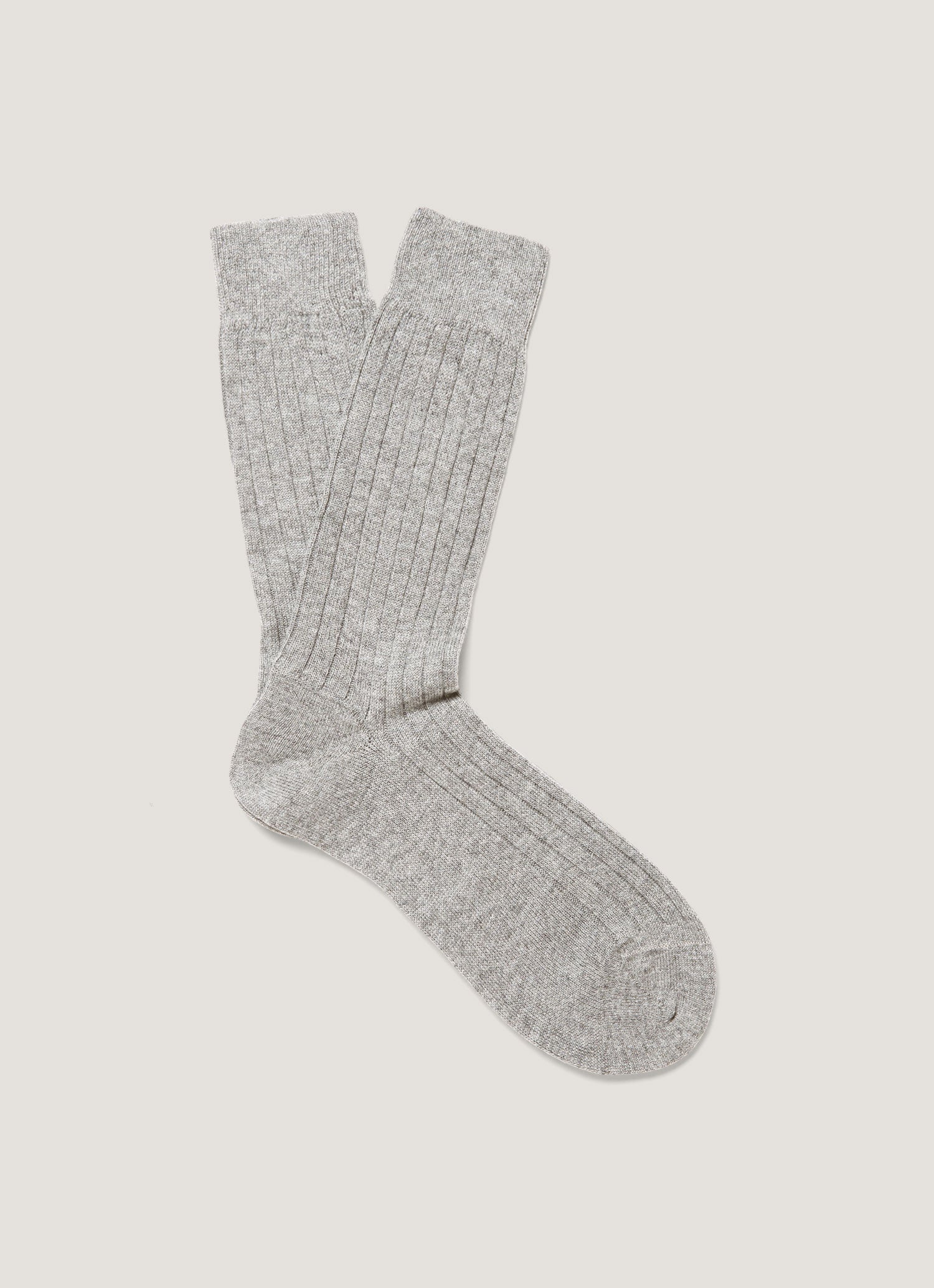 カシミヤリブソックス（Mid Grey Melange）| Sunspel