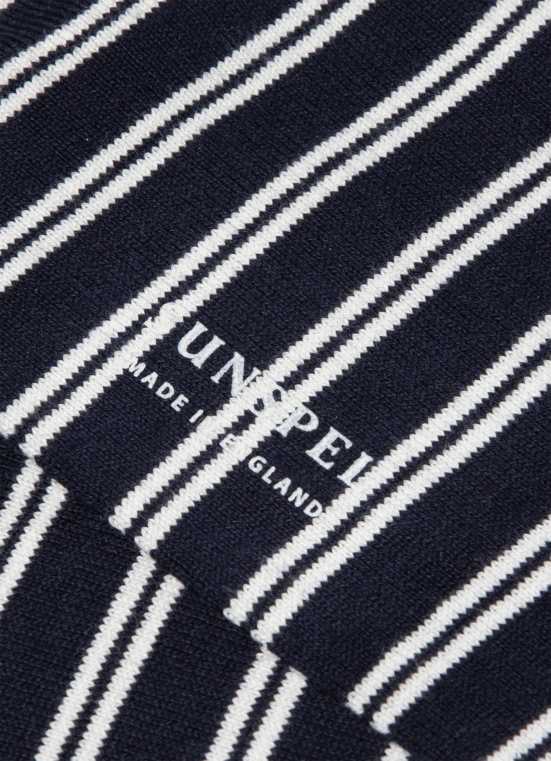 Men's Cotton Socks in Navy/Ecru Tramline Stripe