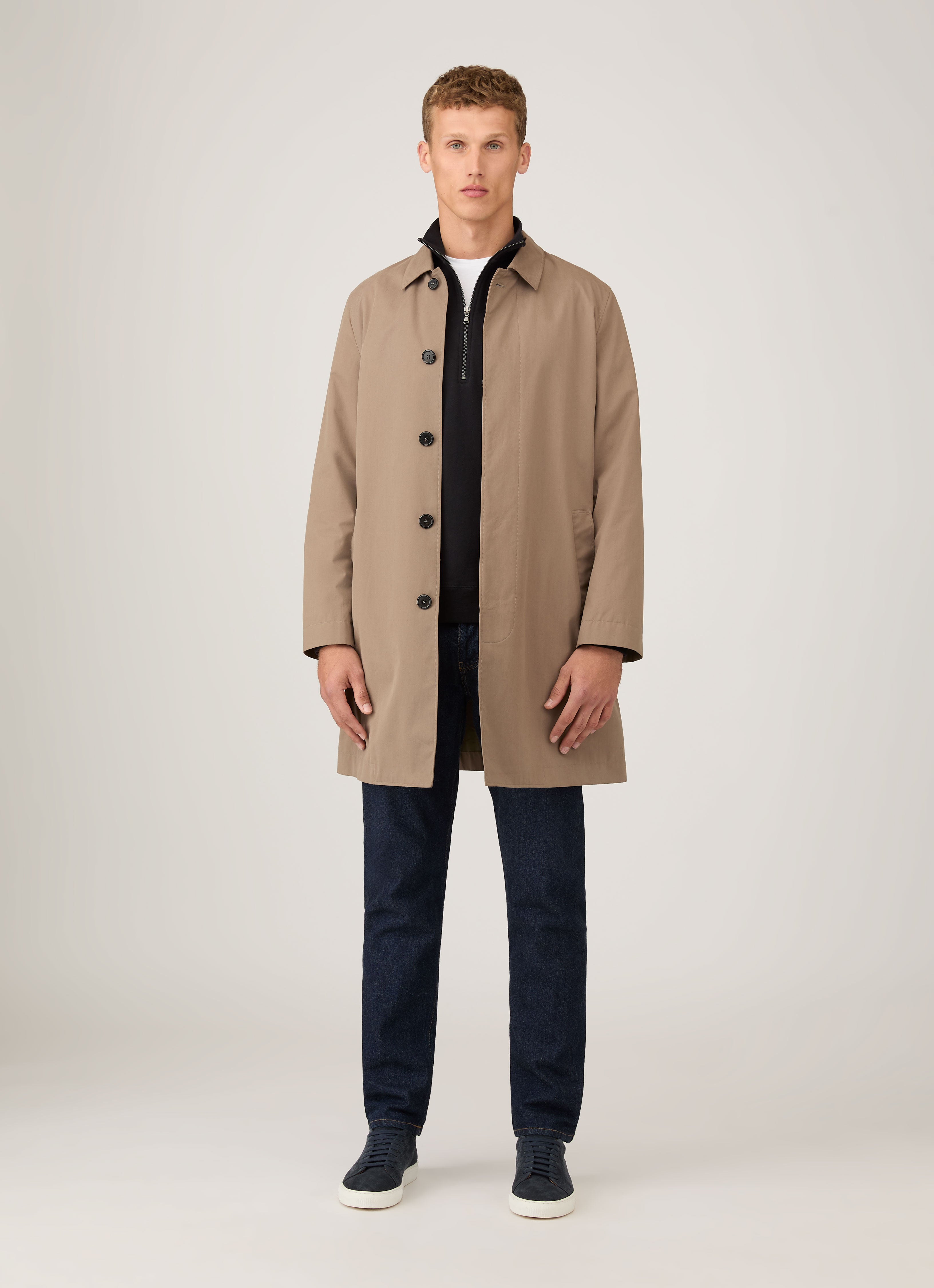 ハーフジップループバックスウェットシャツ （Black）| Sunspel