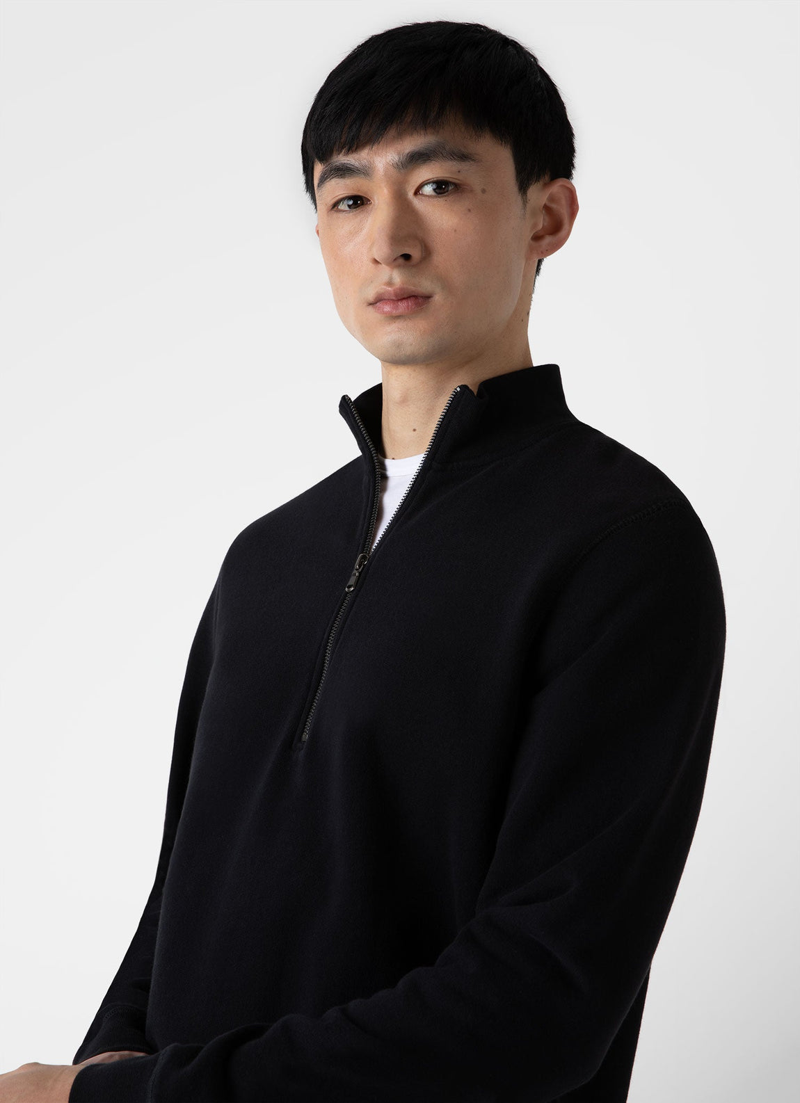 Men's Half Zip Loopback Sweatshirt in Black