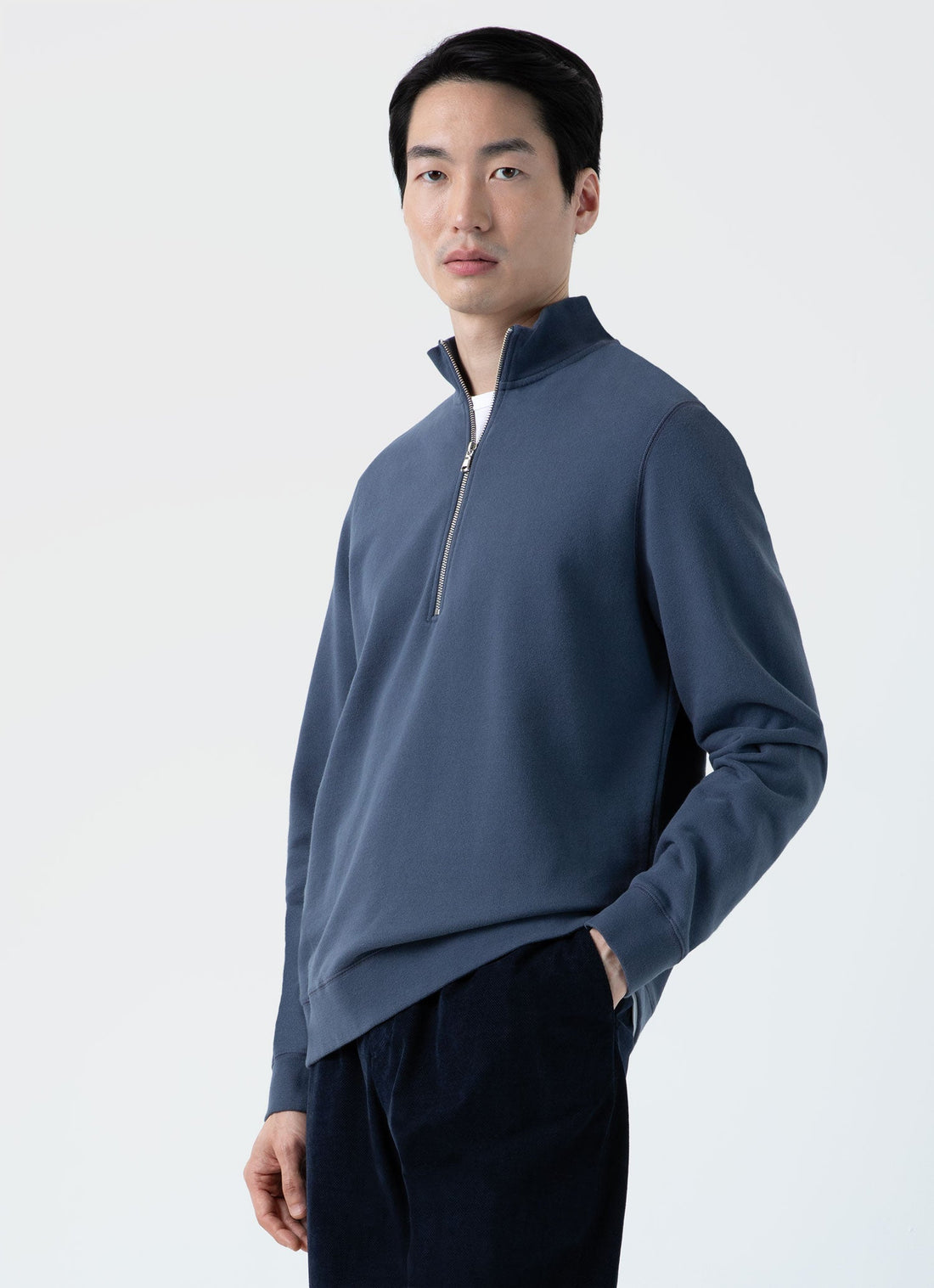 Men's Half Zip Loopback Sweatshirt in Slate Blue