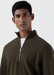 Men's Half Zip Loopback Sweatshirt in Dark Olive