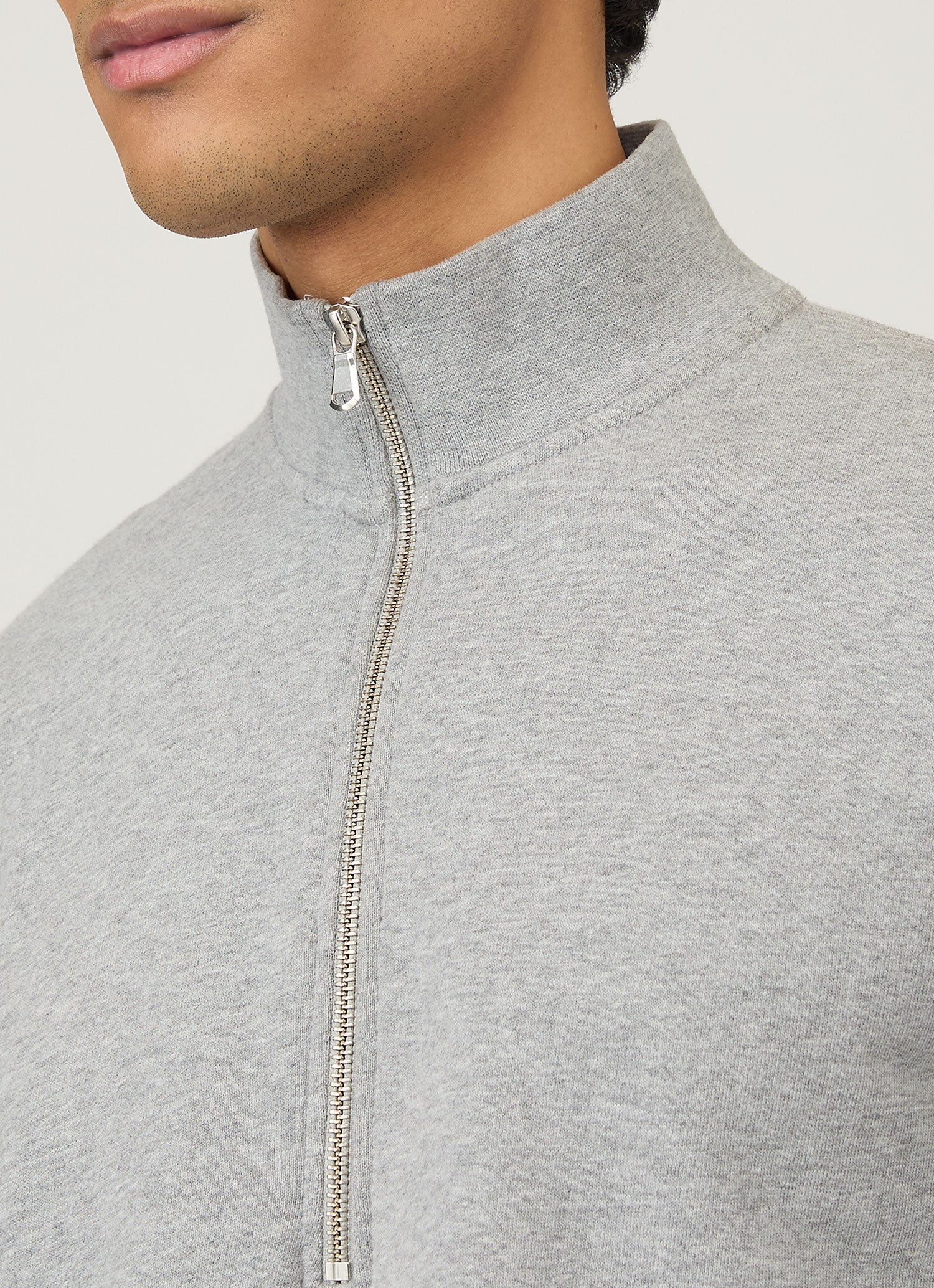 ハーフジップループバックスウェットシャツ （Grey Melange）| Sunspel