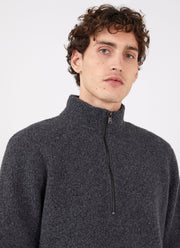 Men's Wool Fleece Zip Neck in Charcoal Melange