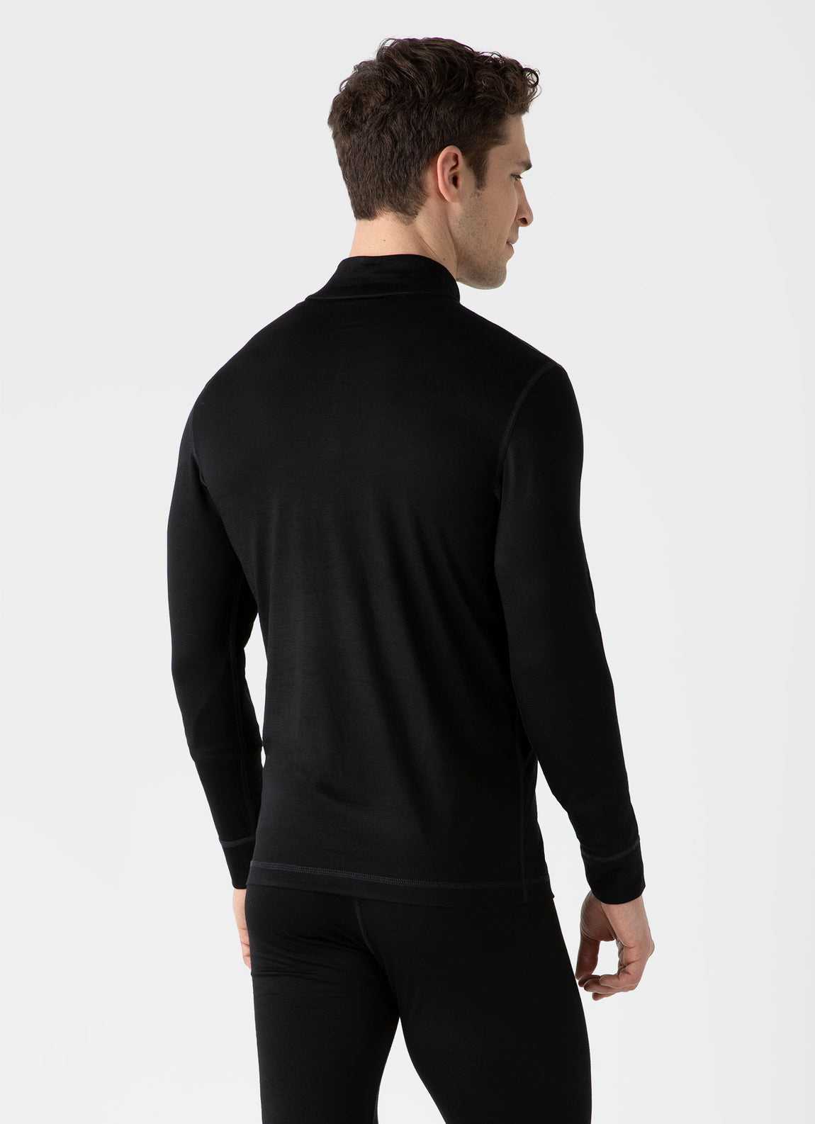 Men's Active Merino Half Zip Top in Black