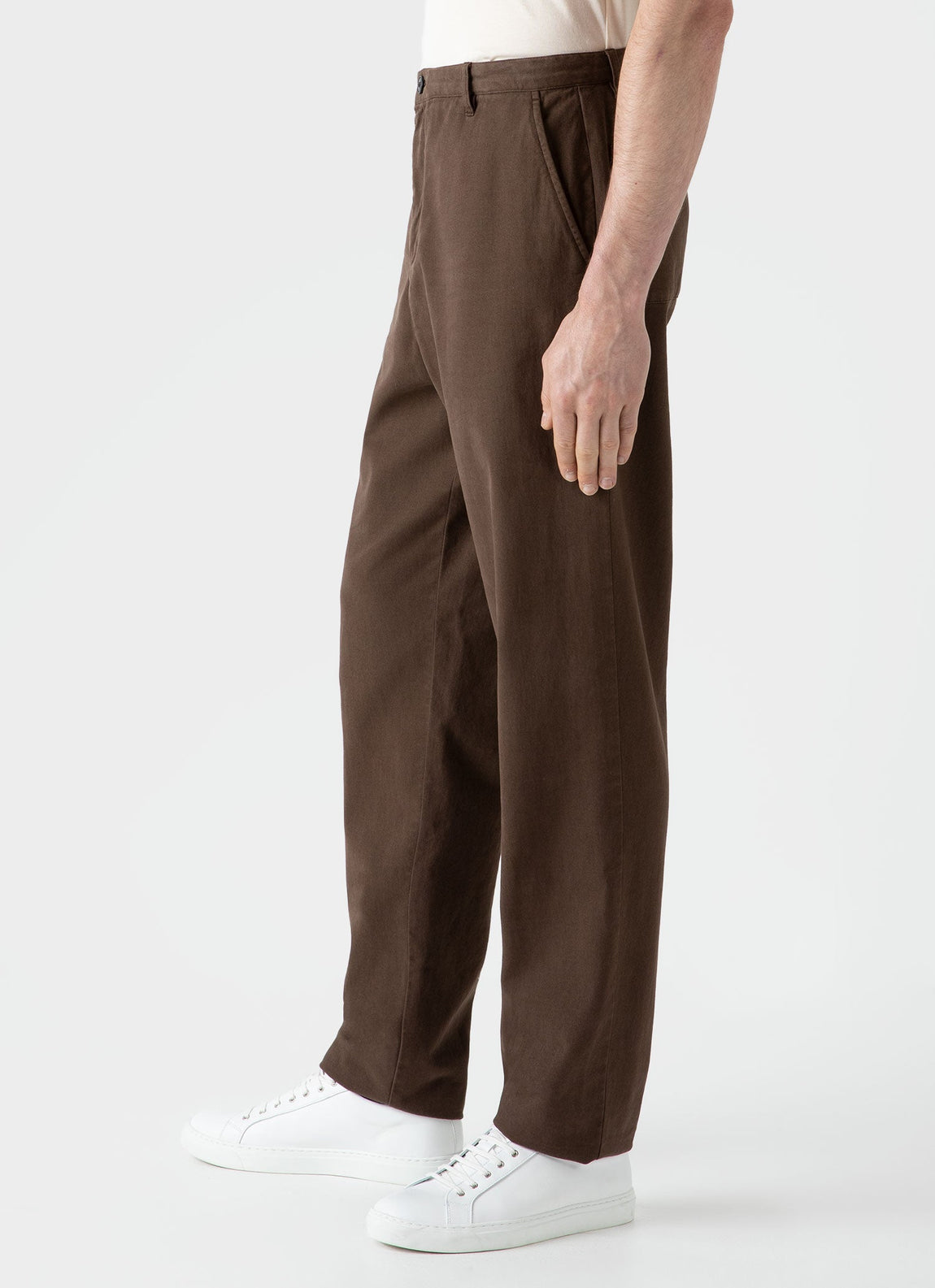 Men's Brushed Cotton Chore Trouser in Mid Brown