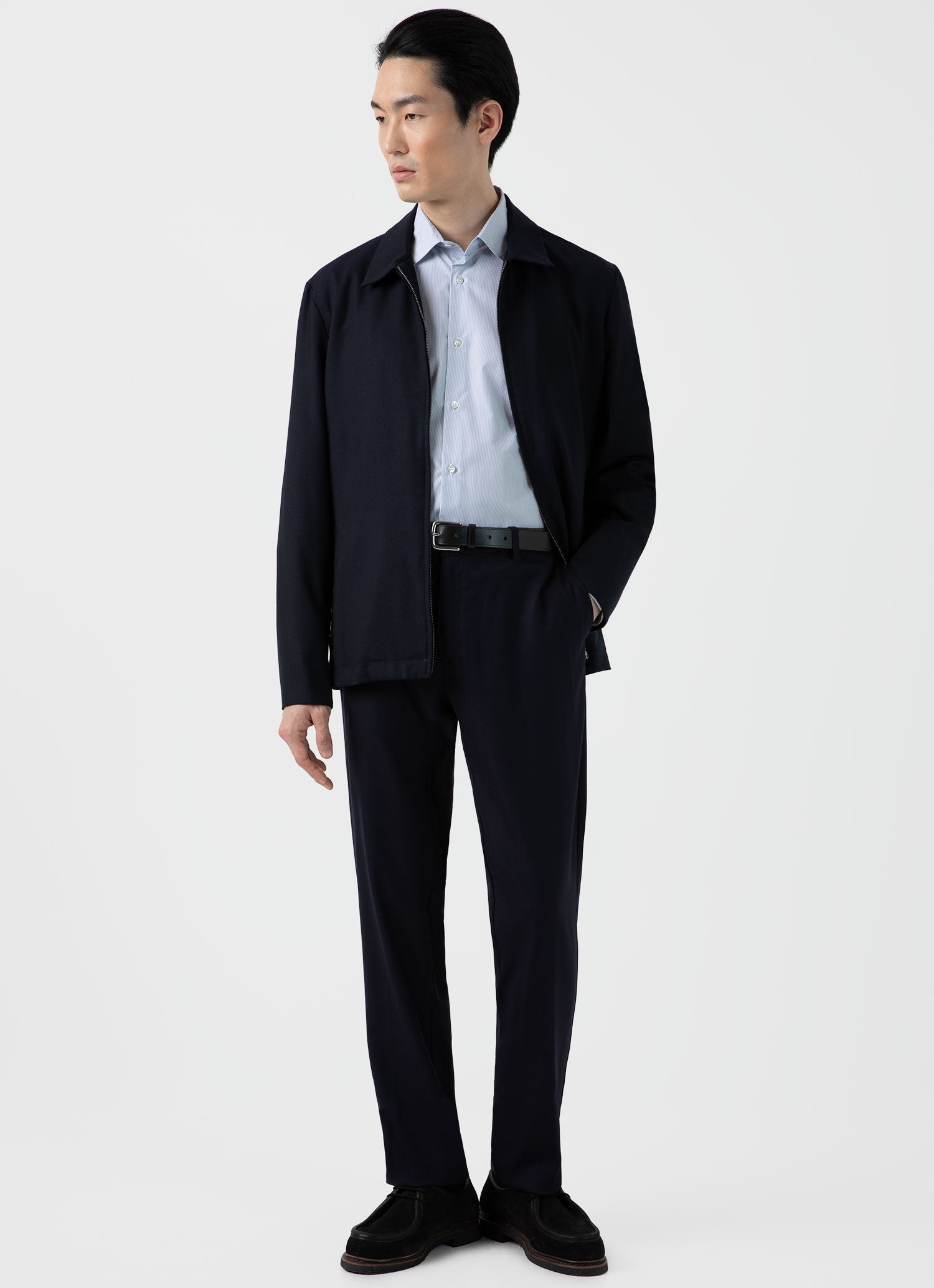 トラベルウールトラウザー（Navy）| Sunspel