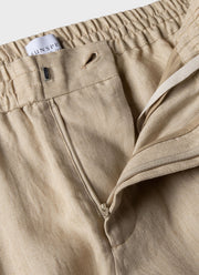 Men's Linen Drawstring Trouser in Light Sand