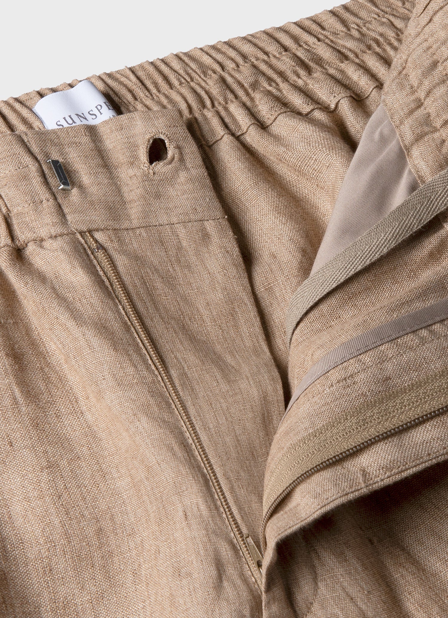 Men's Linen Drawstring Trouser in Dune Melange