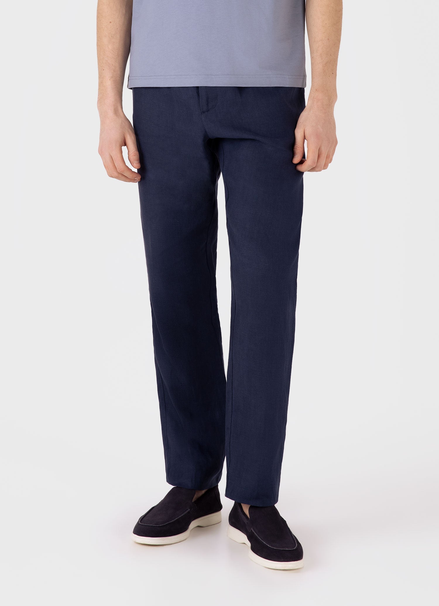 Men's Linen Drawstring Trouser in Light Navy