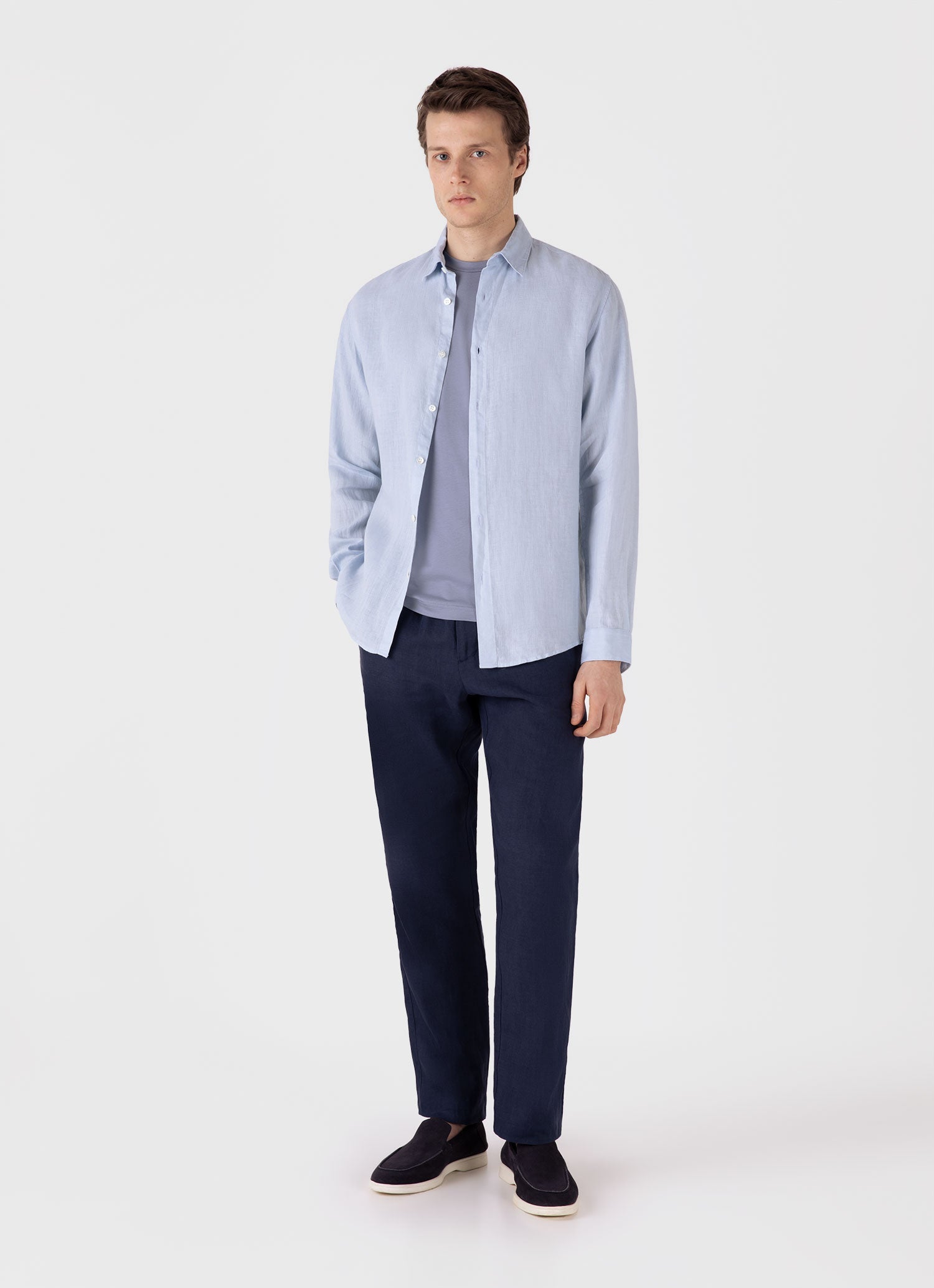 Men's Linen Drawstring Trouser in Light Navy