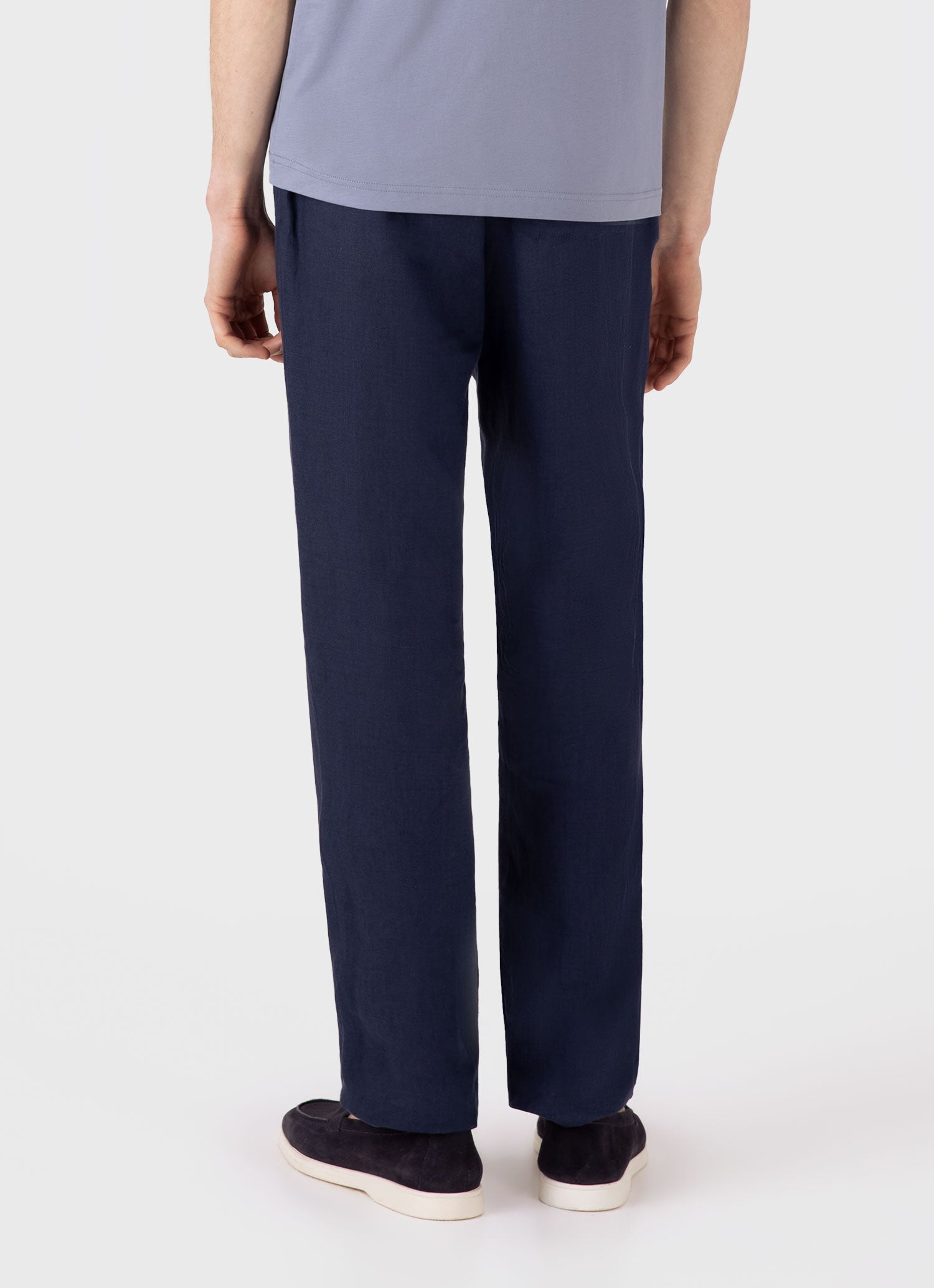 Men's Linen Drawstring Trouser in Light Navy