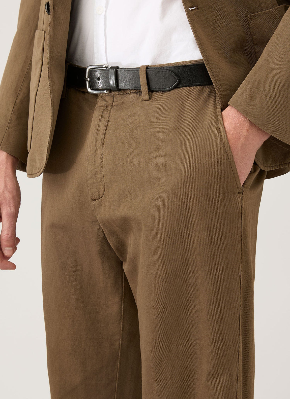 Men's Cotton Linen Trouser in Dark Cedar