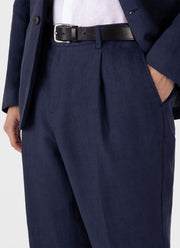 Men's Linen Two-Piece Suit in Light Navy