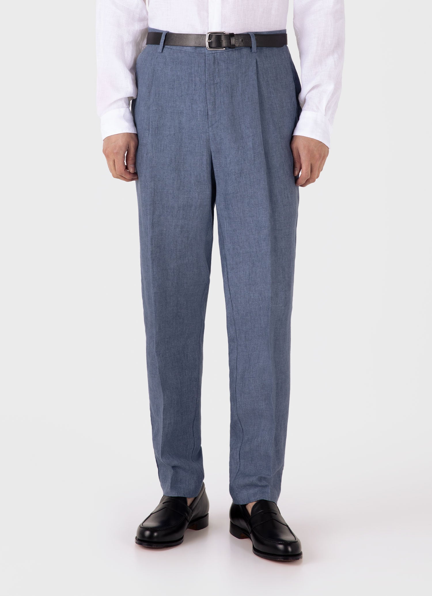 Men's Linen Two-Piece Suit in Soft Denim Melange