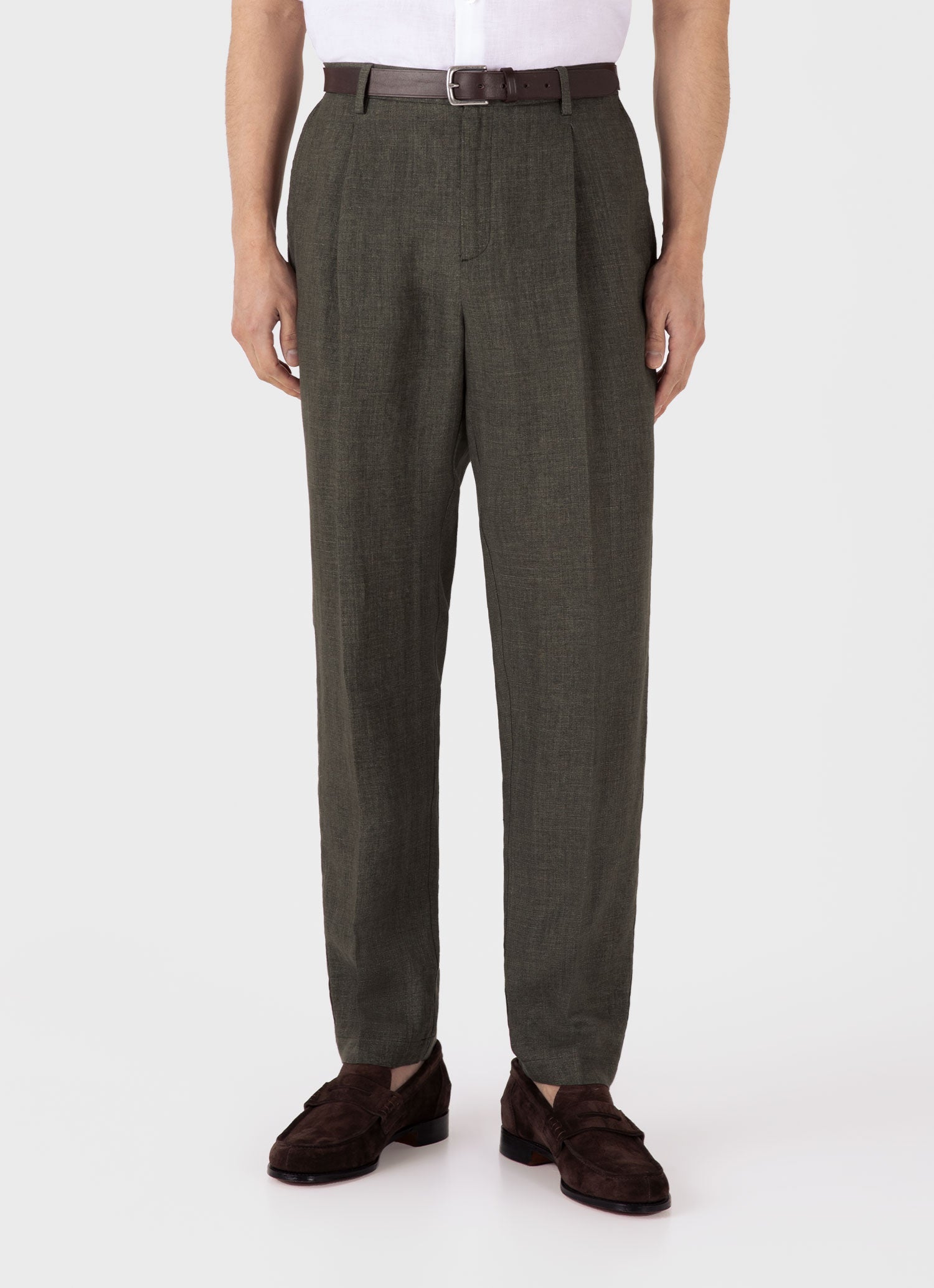 Men's Linen Two-Piece Suit in Hunter Green