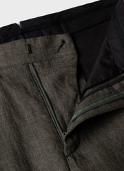 Men's Pleated Linen Trouser in Hunter Green