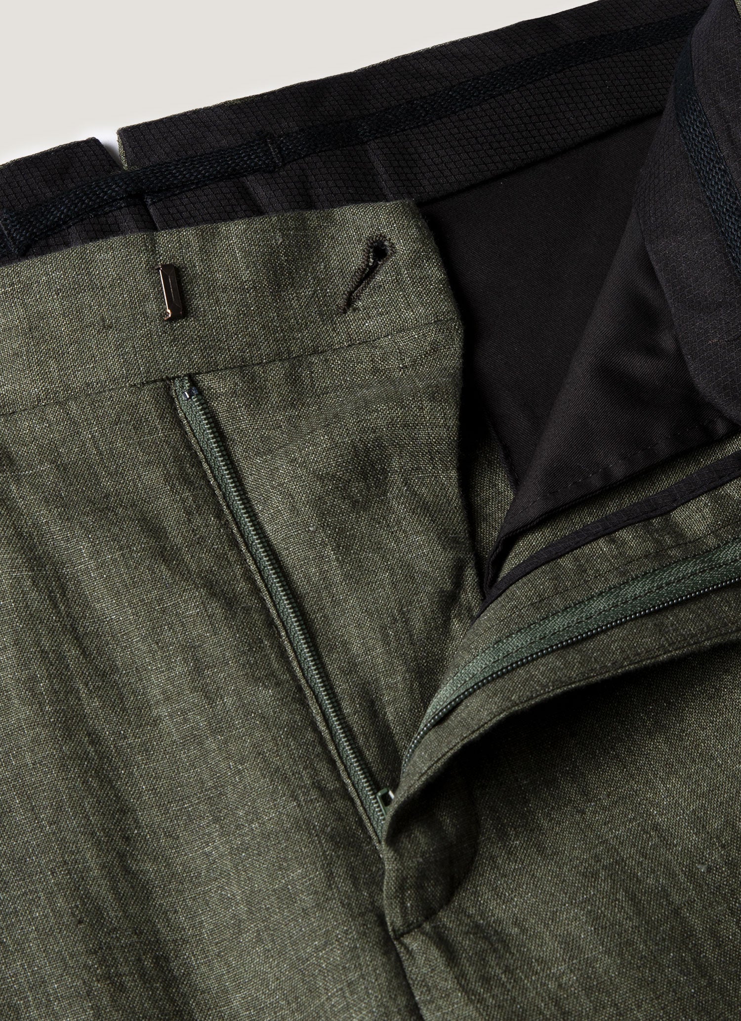 Men's Linen Two-Piece Suit in Hunter Green