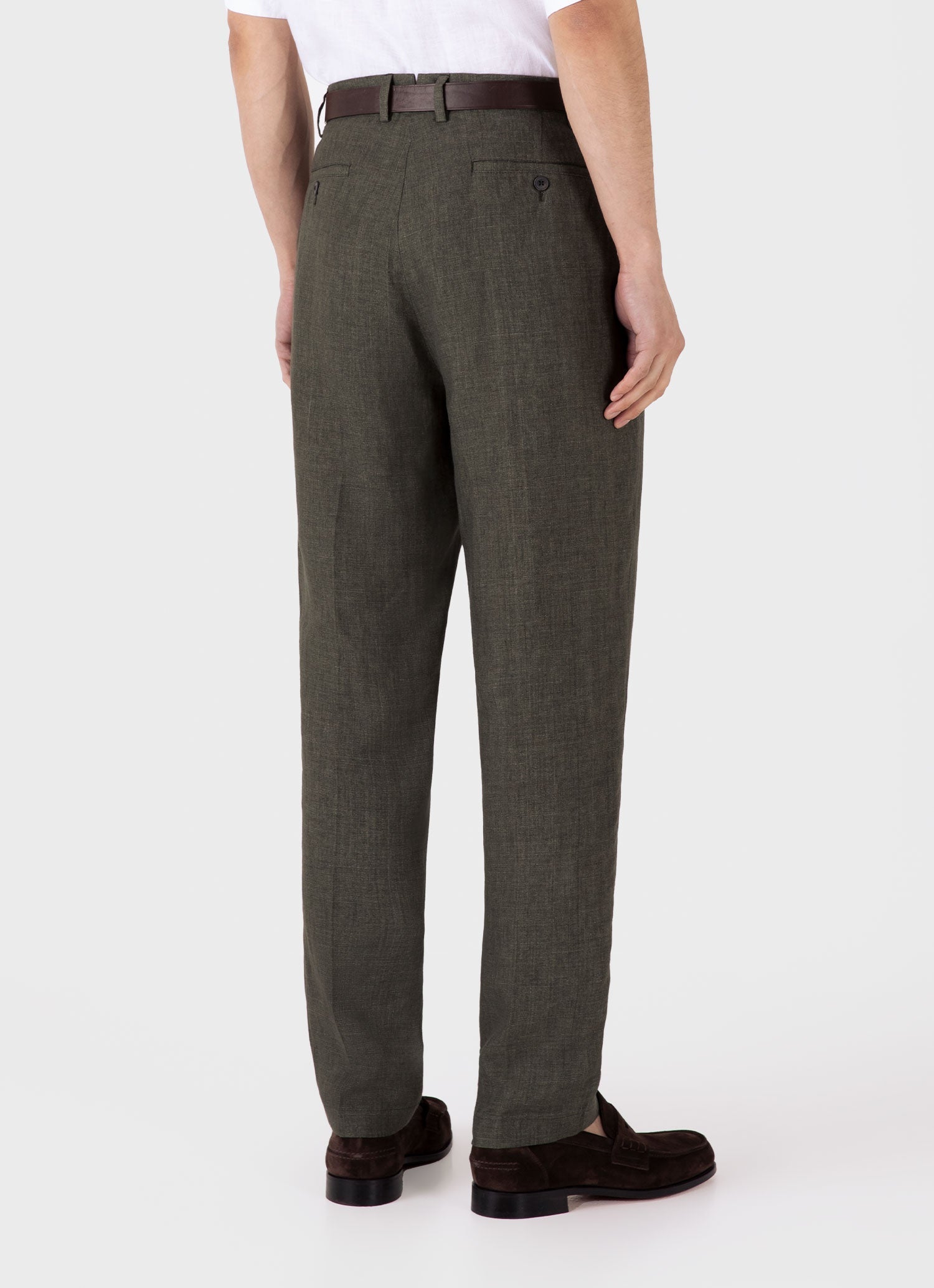 Men's Linen Two-Piece Suit in Hunter Green