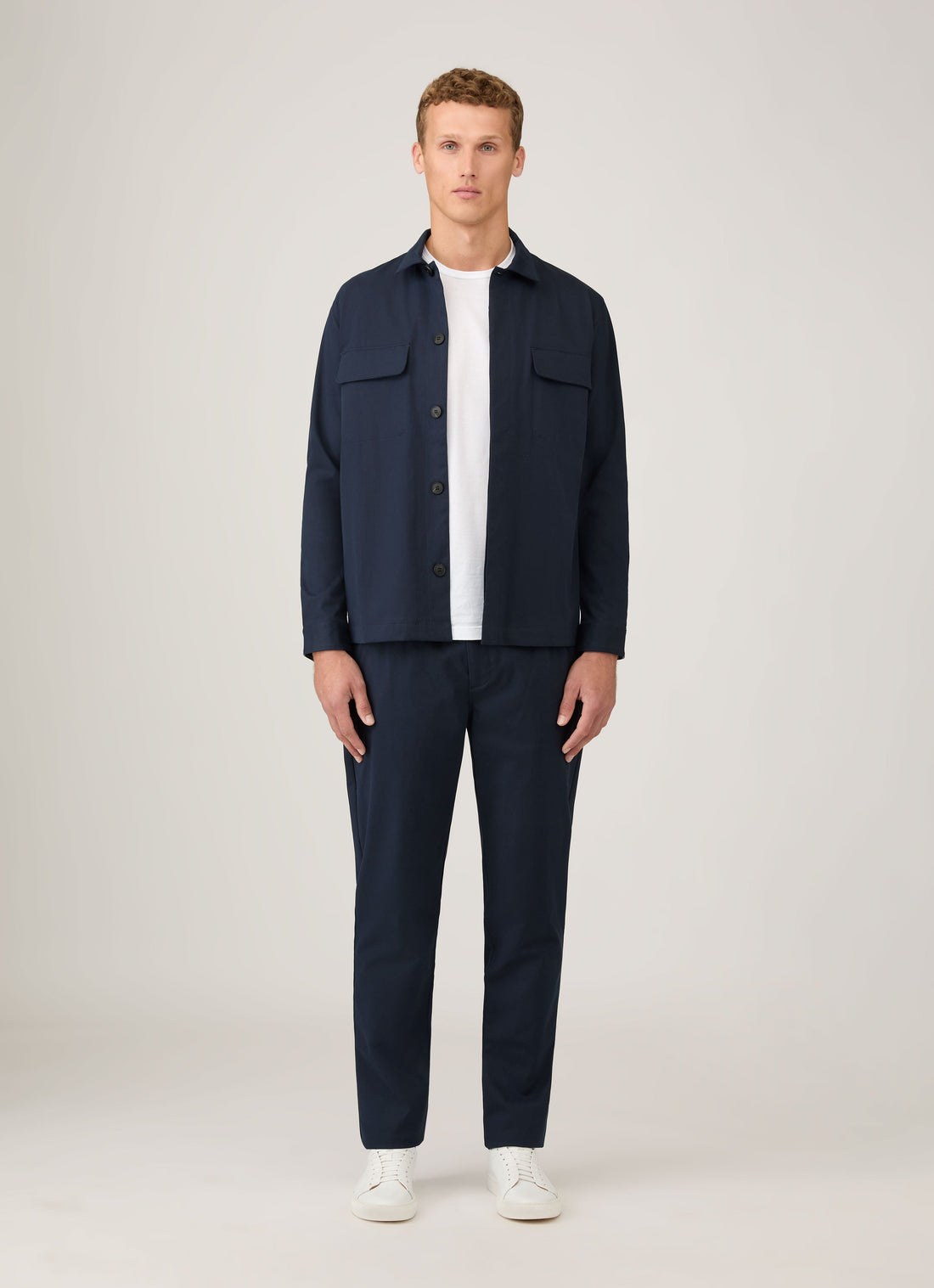 Men's Cotton Cashmere Drawstring Trouser in Navy