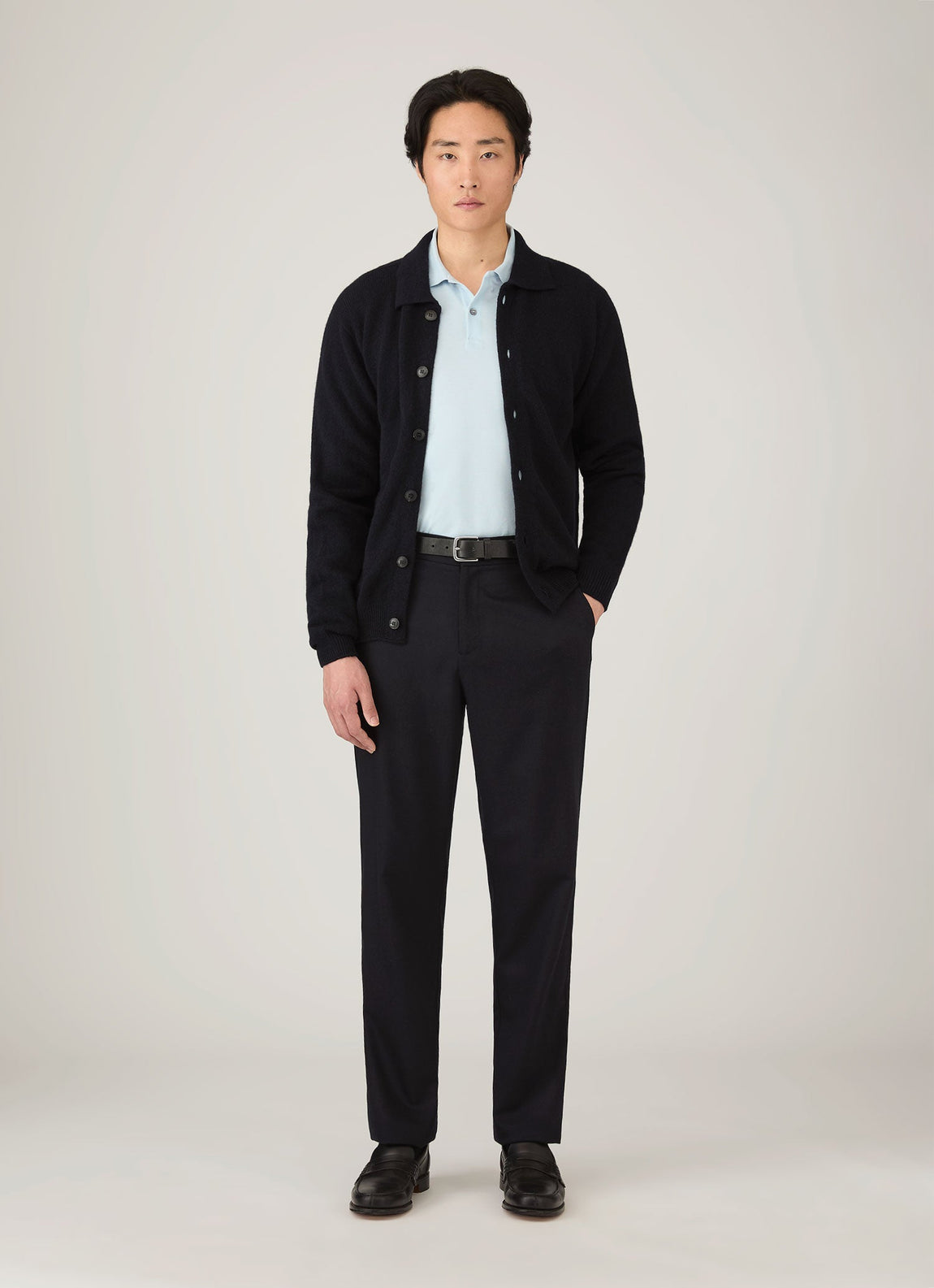 Men's Wool Cashmere Flannel Trouser in Navy