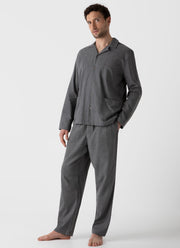 Men's Cotton Flannel Pyjama Trouser in Mid Grey Melange
