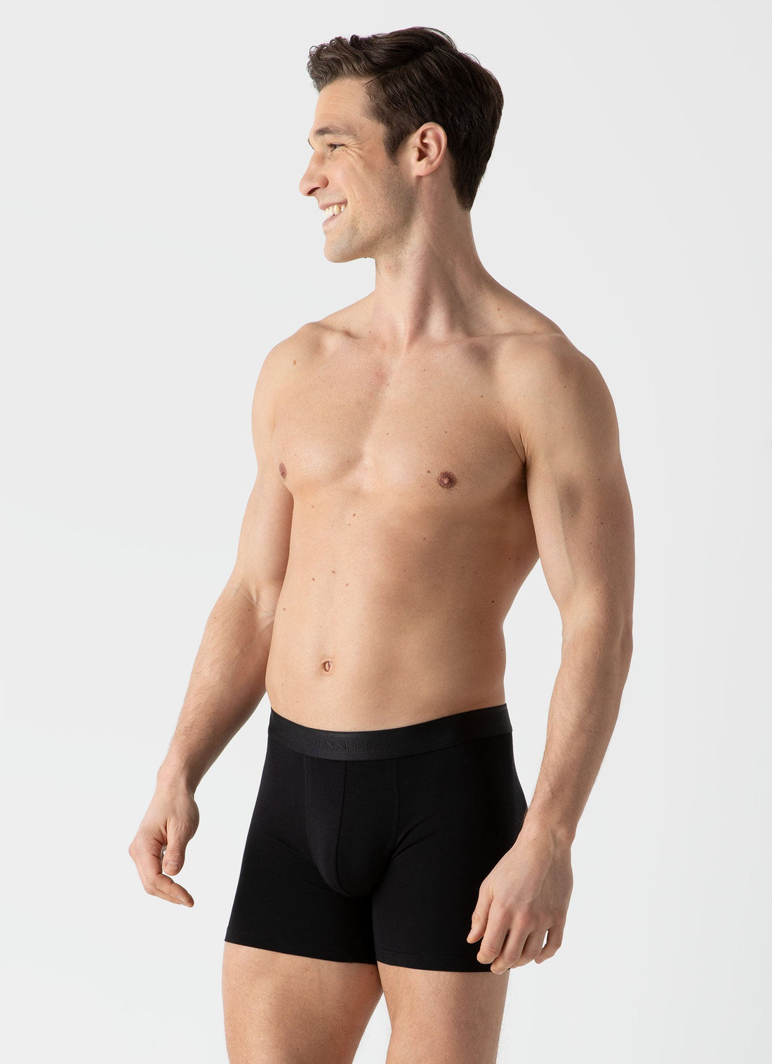 Men's Long Cut Stretch Cotton Trunks in Black