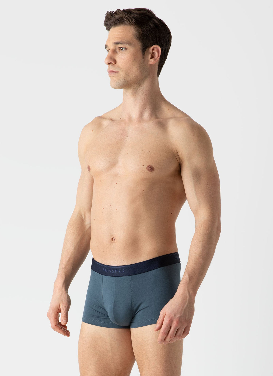 Men's Stretch Cotton Trunks in Dark Petrol