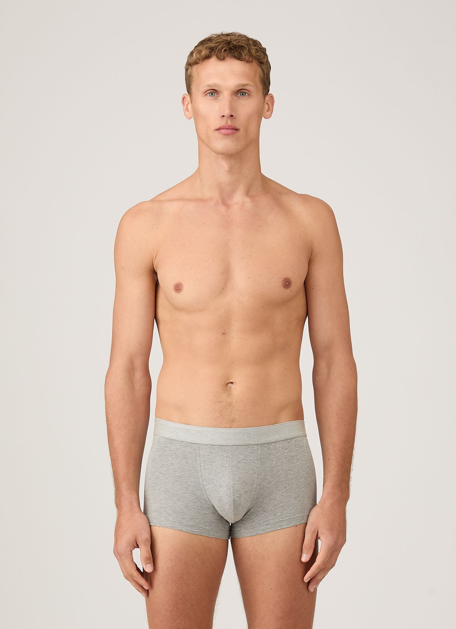 Men's Stretch Cotton Trunks 3-Pack in Grey Melange