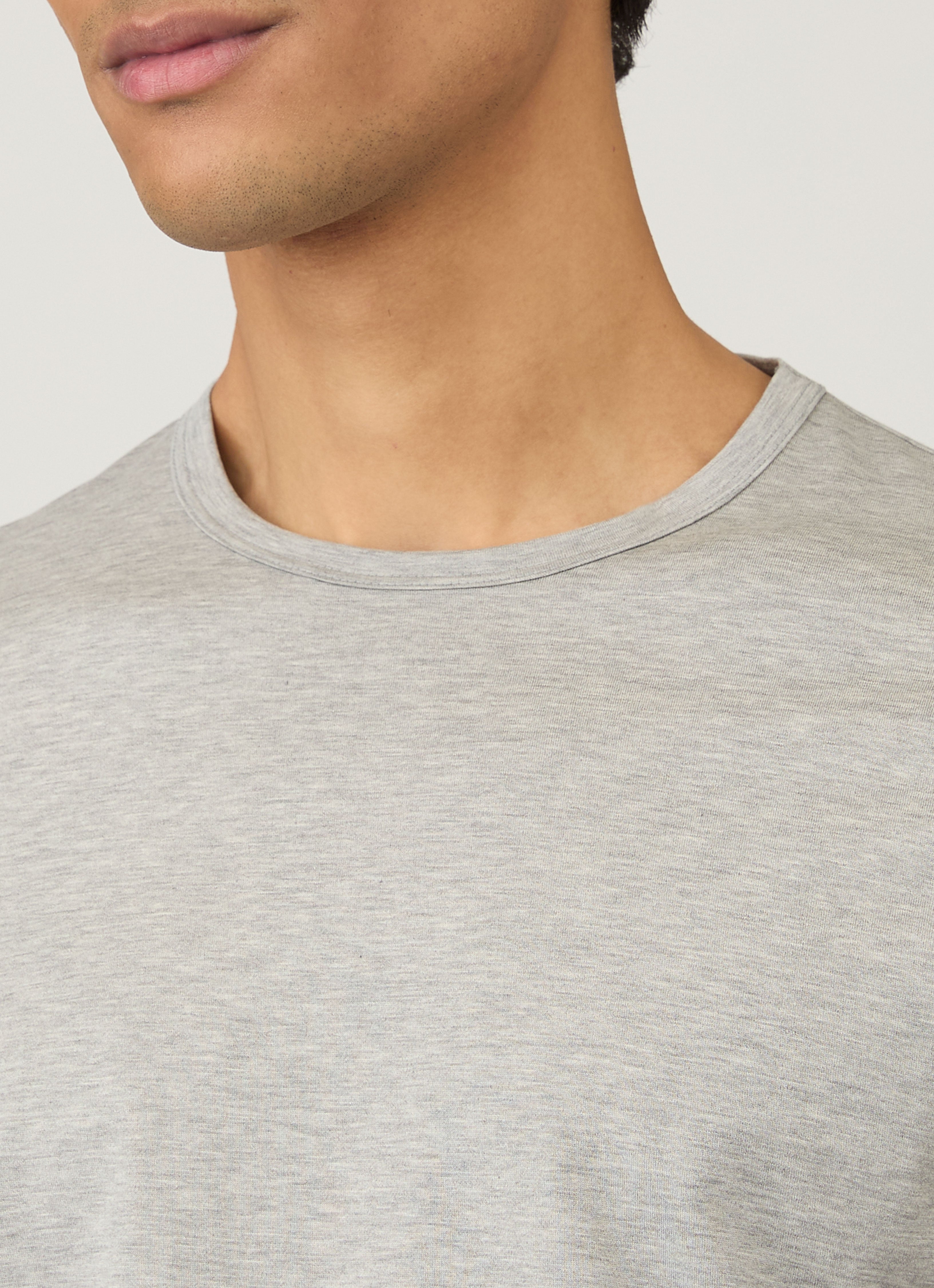 sabby genteelシャビージェンティール異素材ラウンドネックカットソーM クラシックTシャツ （Grey Melange）| Sunspel