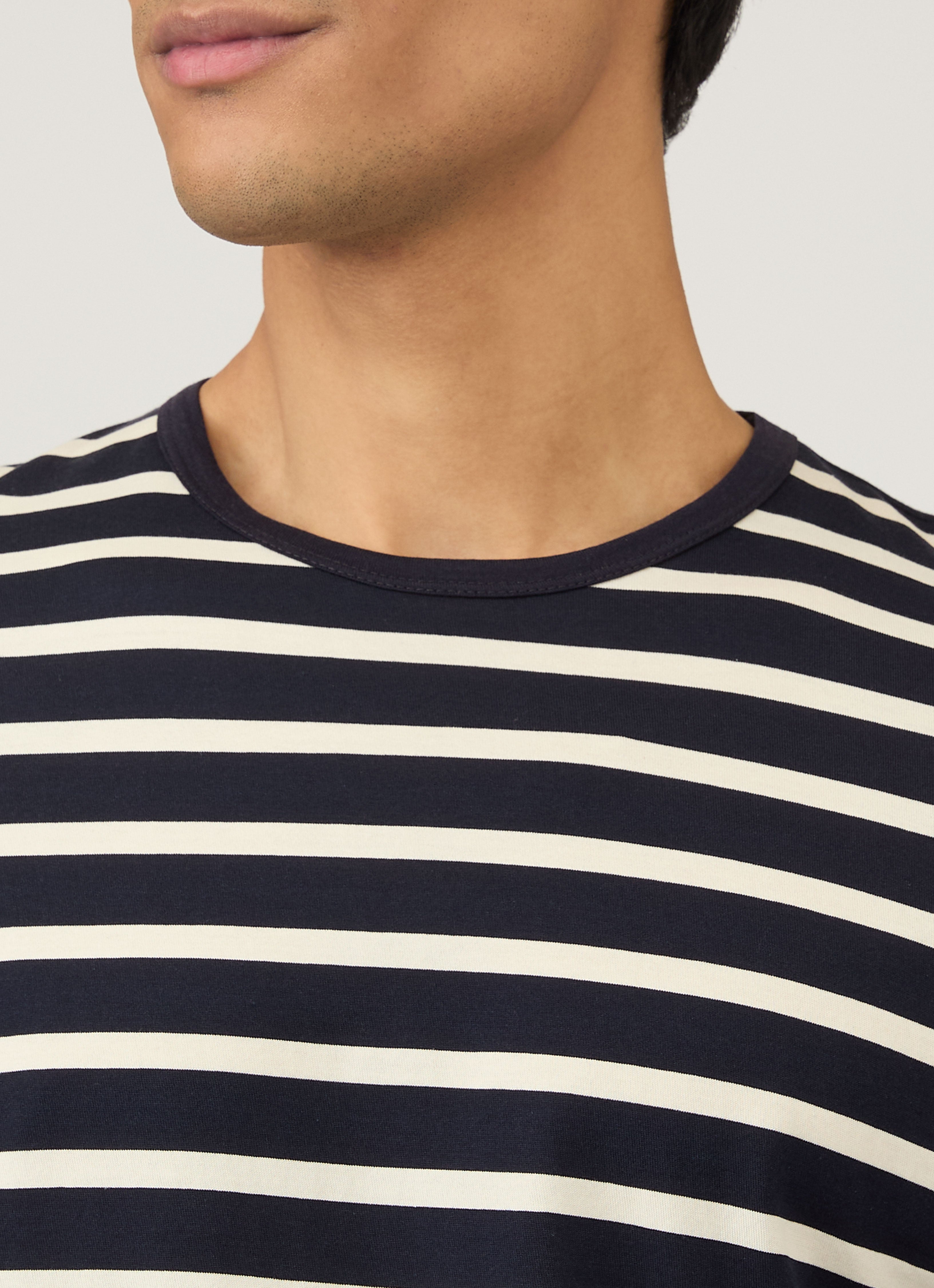クラシックTシャツ （Navy/Ecru Breton Stripe）| Sunspel
