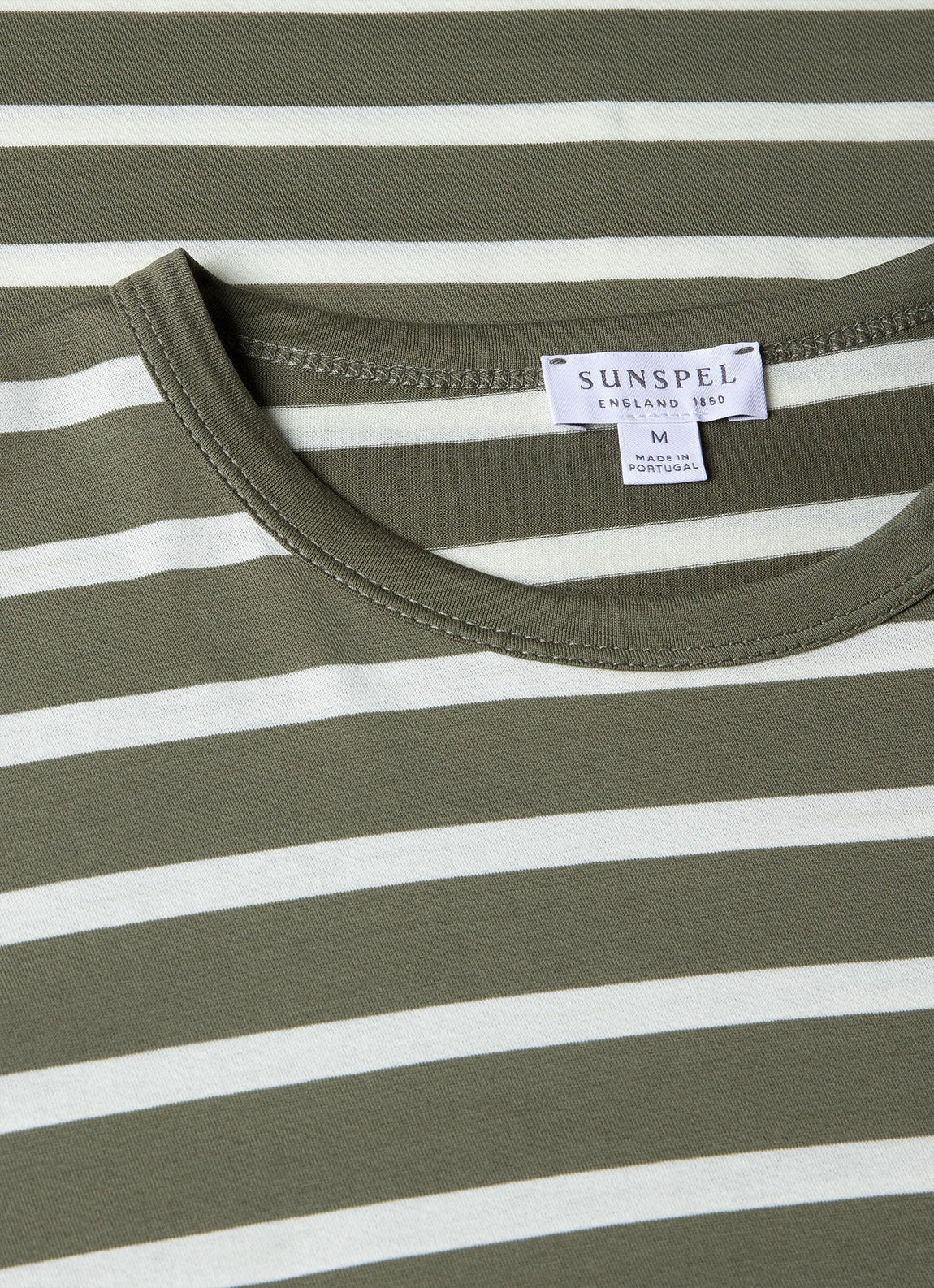 Men's Classic T-shirt in Khaki/Ecru Breton Stripe