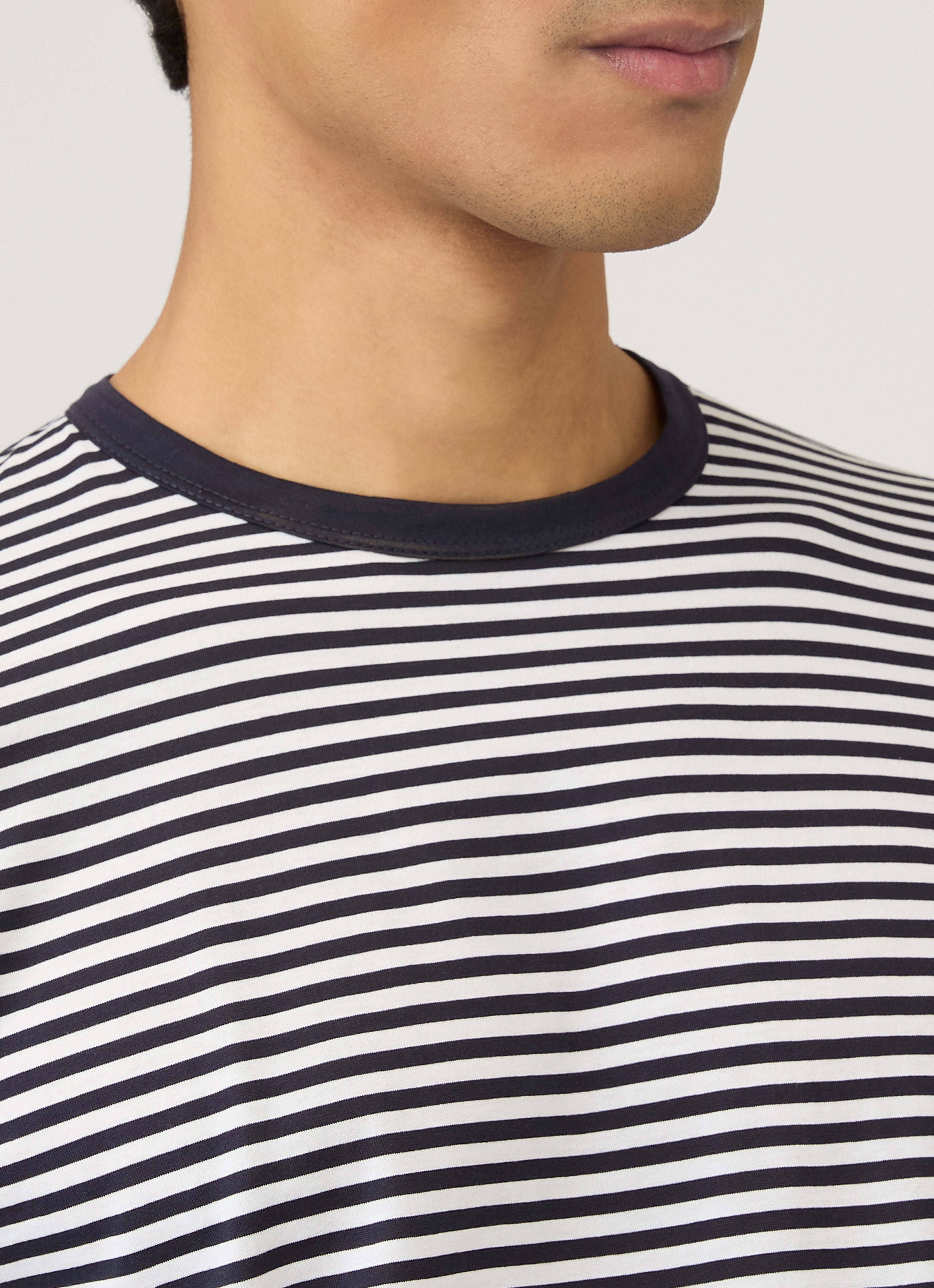 クラシックTシャツ （Navy/White English Stripe）| Sunspel