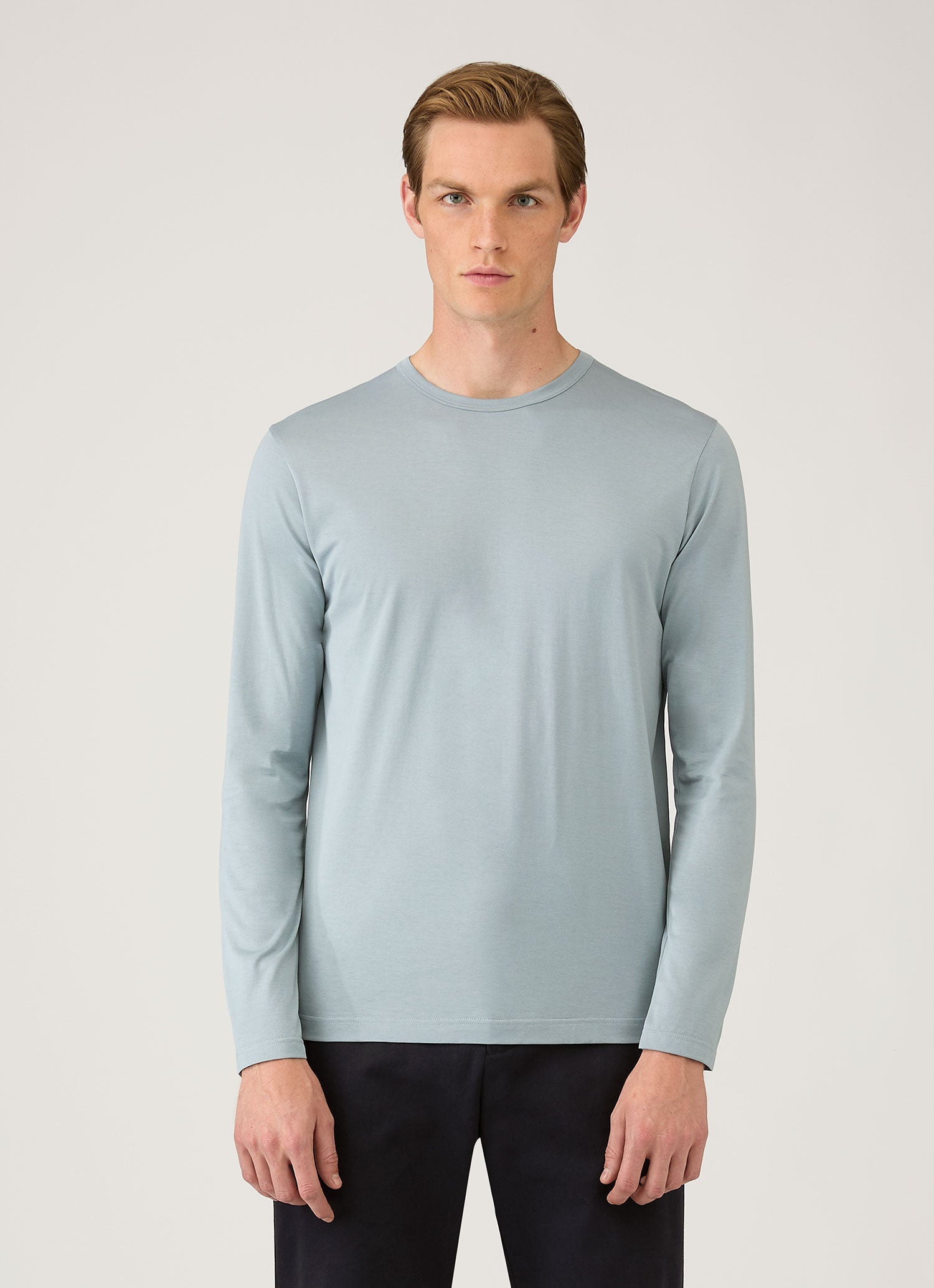 ロングスリーブ（クラシック）Tシャツ（Stone Blue）| Sunspel