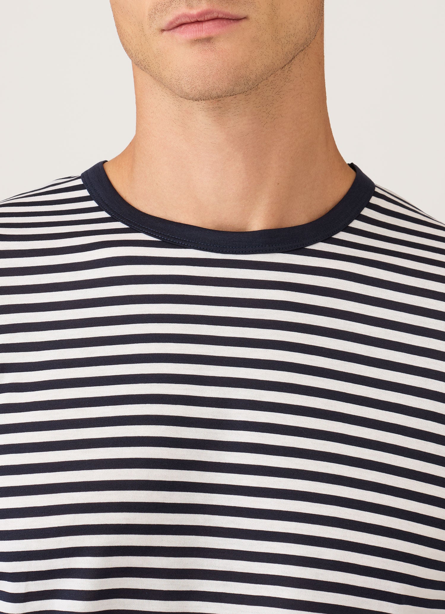 ロングスリーブ（クラシック）Tシャツ （White/Navy English Stripe