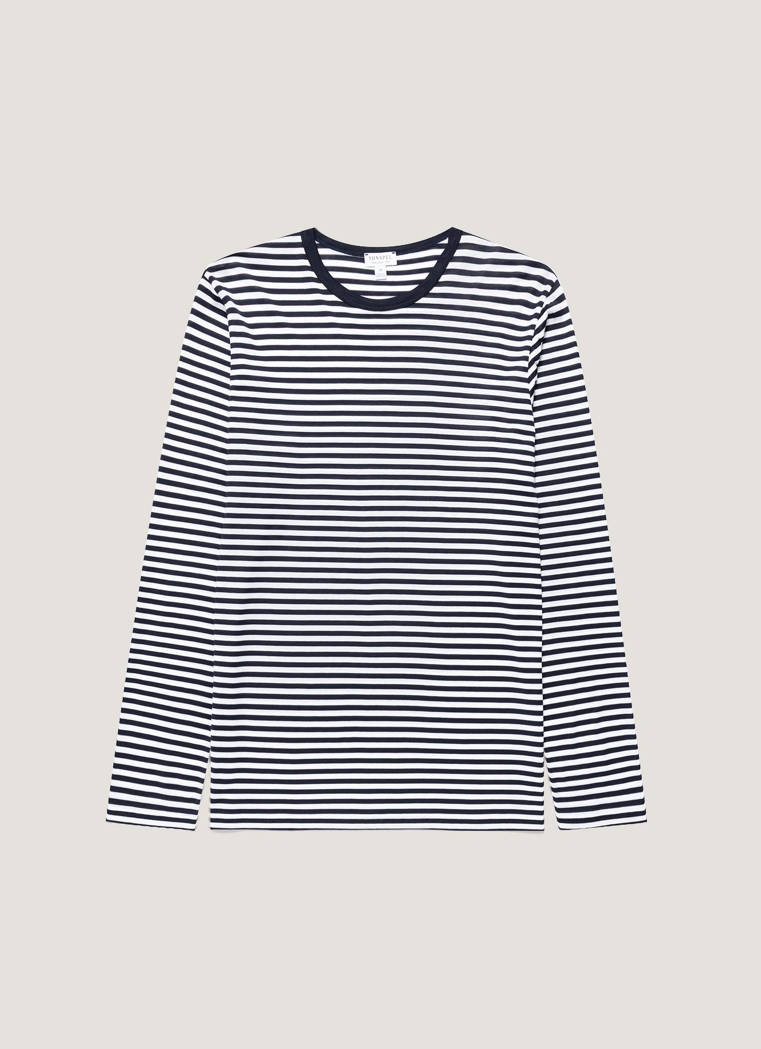 ロングスリーブ（クラシック）Tシャツ （White/Navy English Stripe